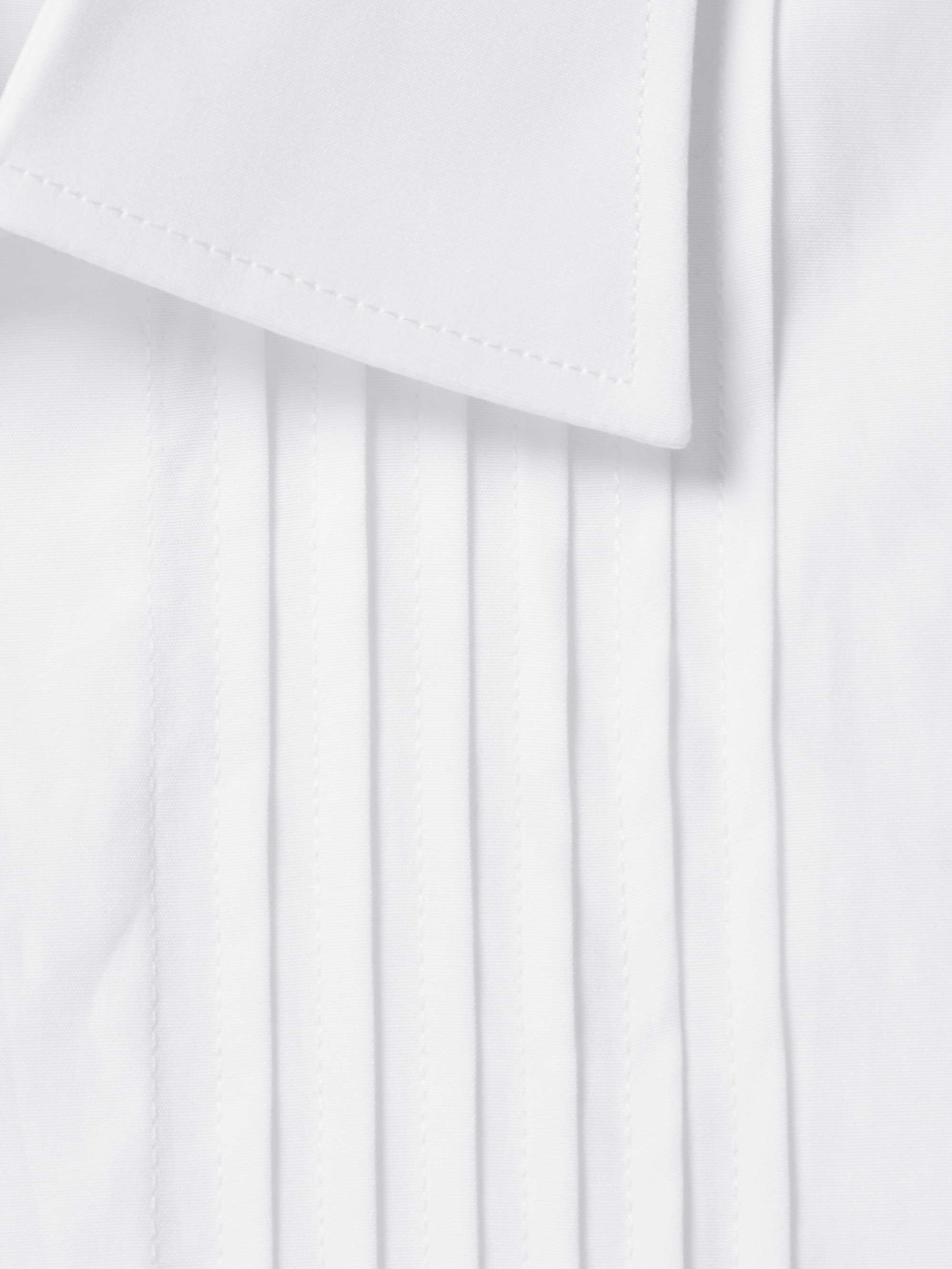 Pleated Double-Cuff Cotton-Poplin Tuxedo Shirt view