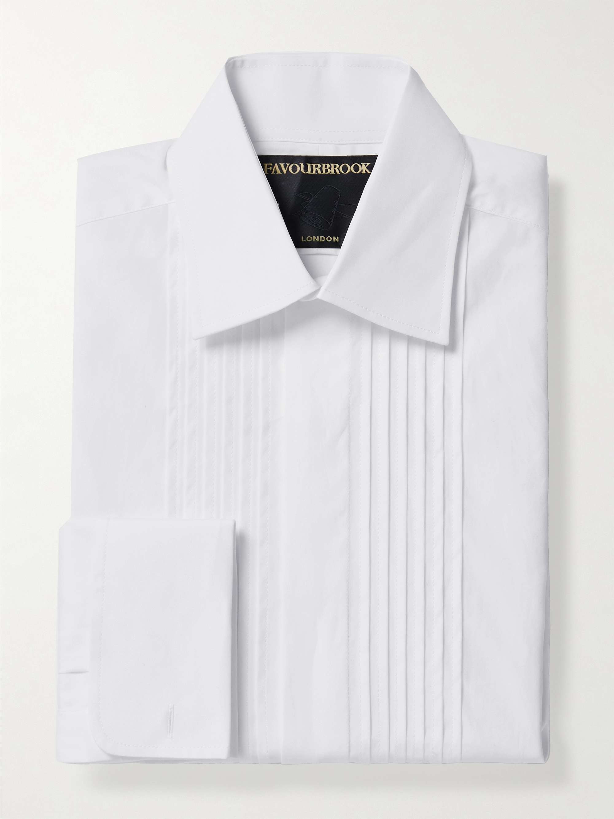 Pleated Double-Cuff Cotton-Poplin Tuxedo Shirt view