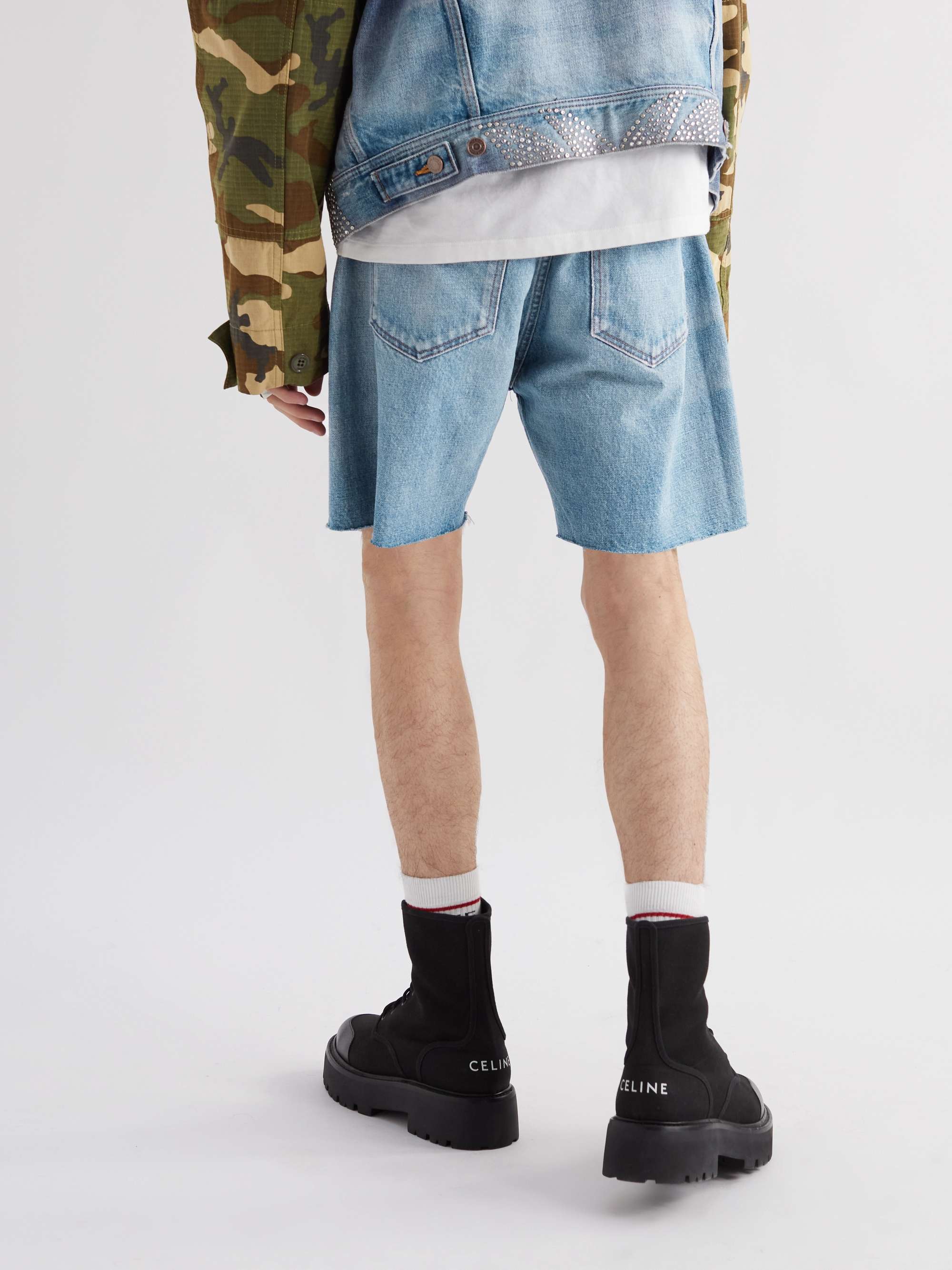 Wesley Wide-Leg Distressed Denim Shorts view
