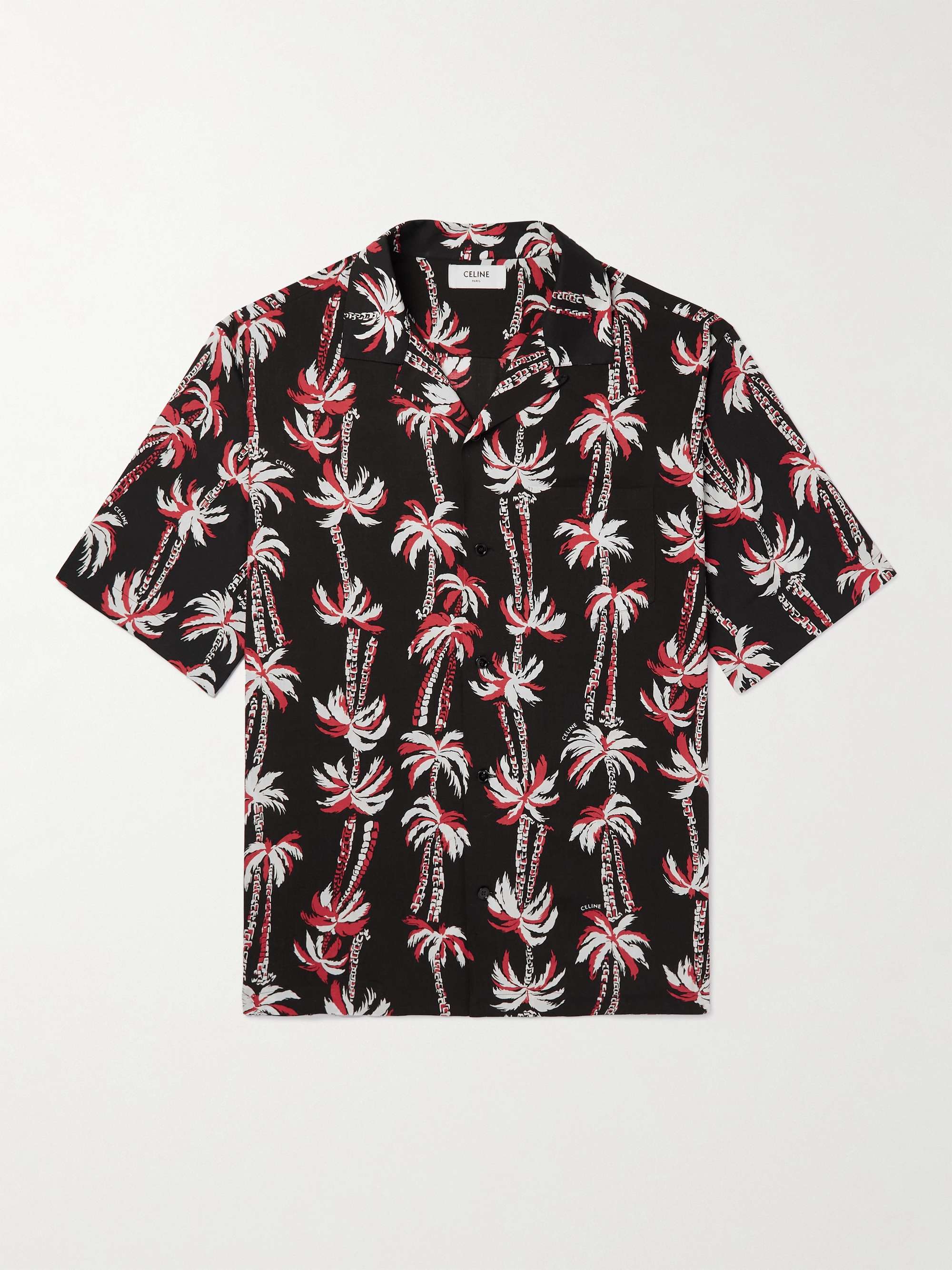 Convertible-Collar Printed Voile Shirt view