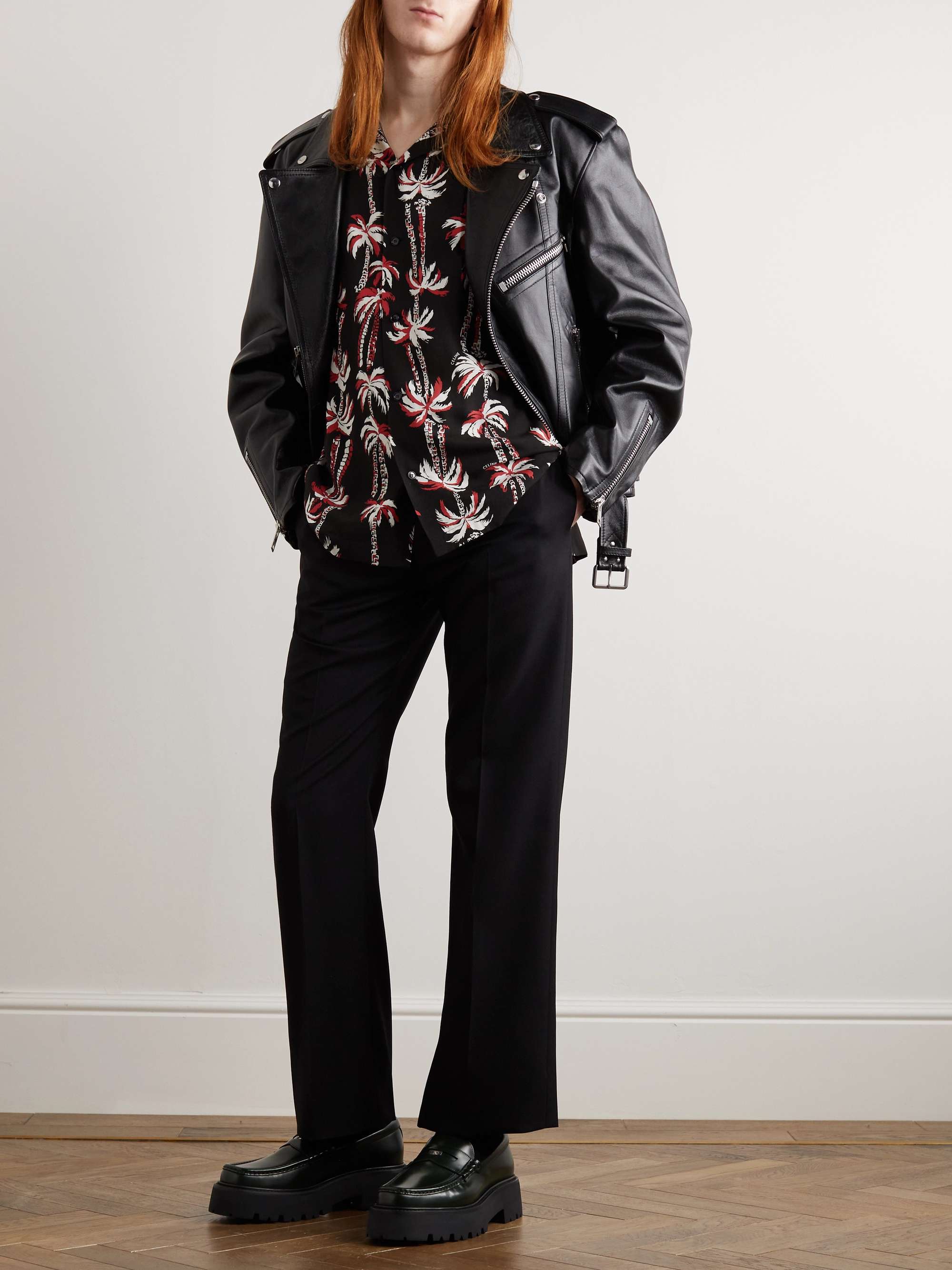 Convertible-Collar Printed Voile Shirt view