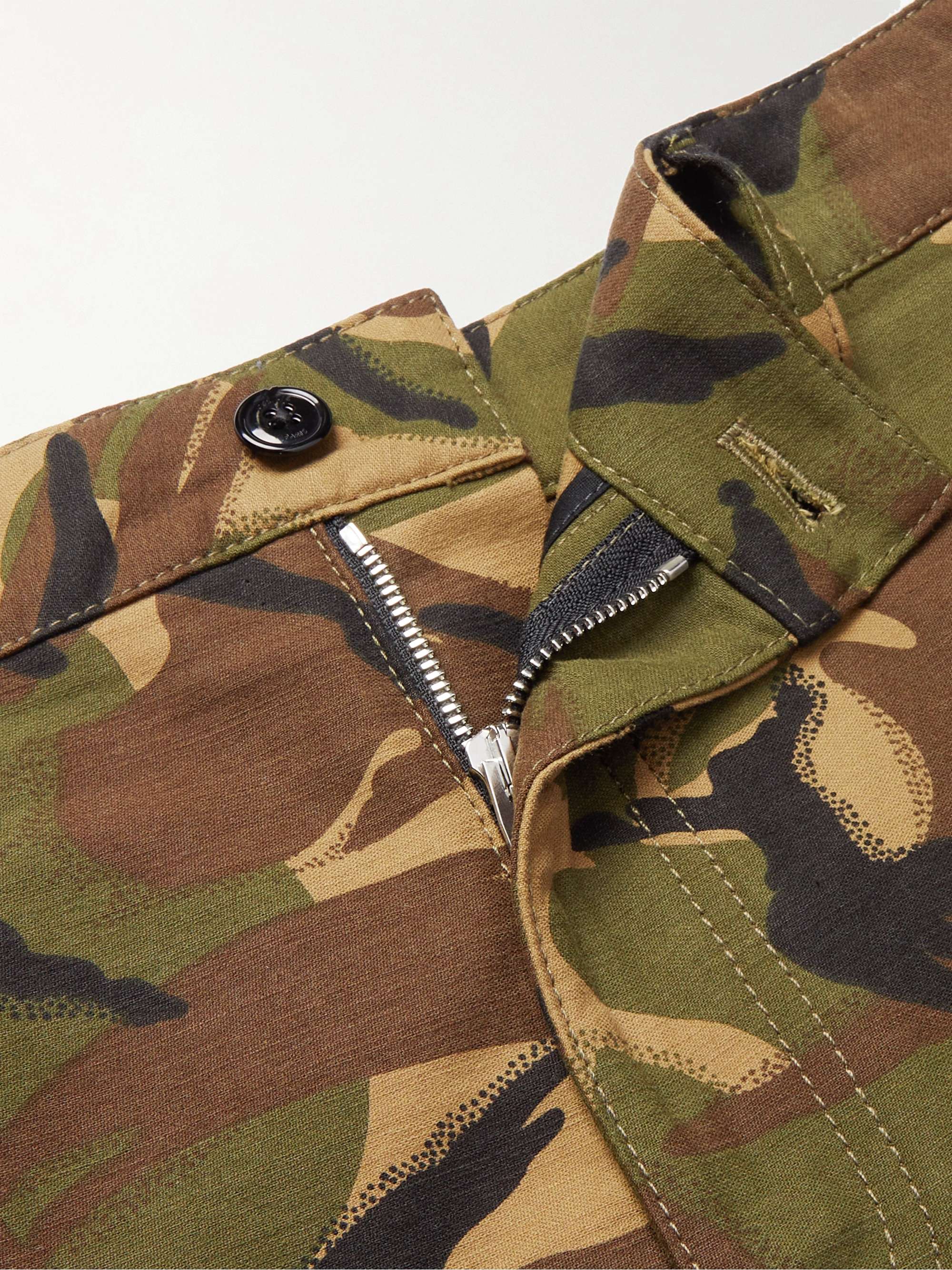 Wide-Leg Camouflage-Print Cotton Cargo Shorts view