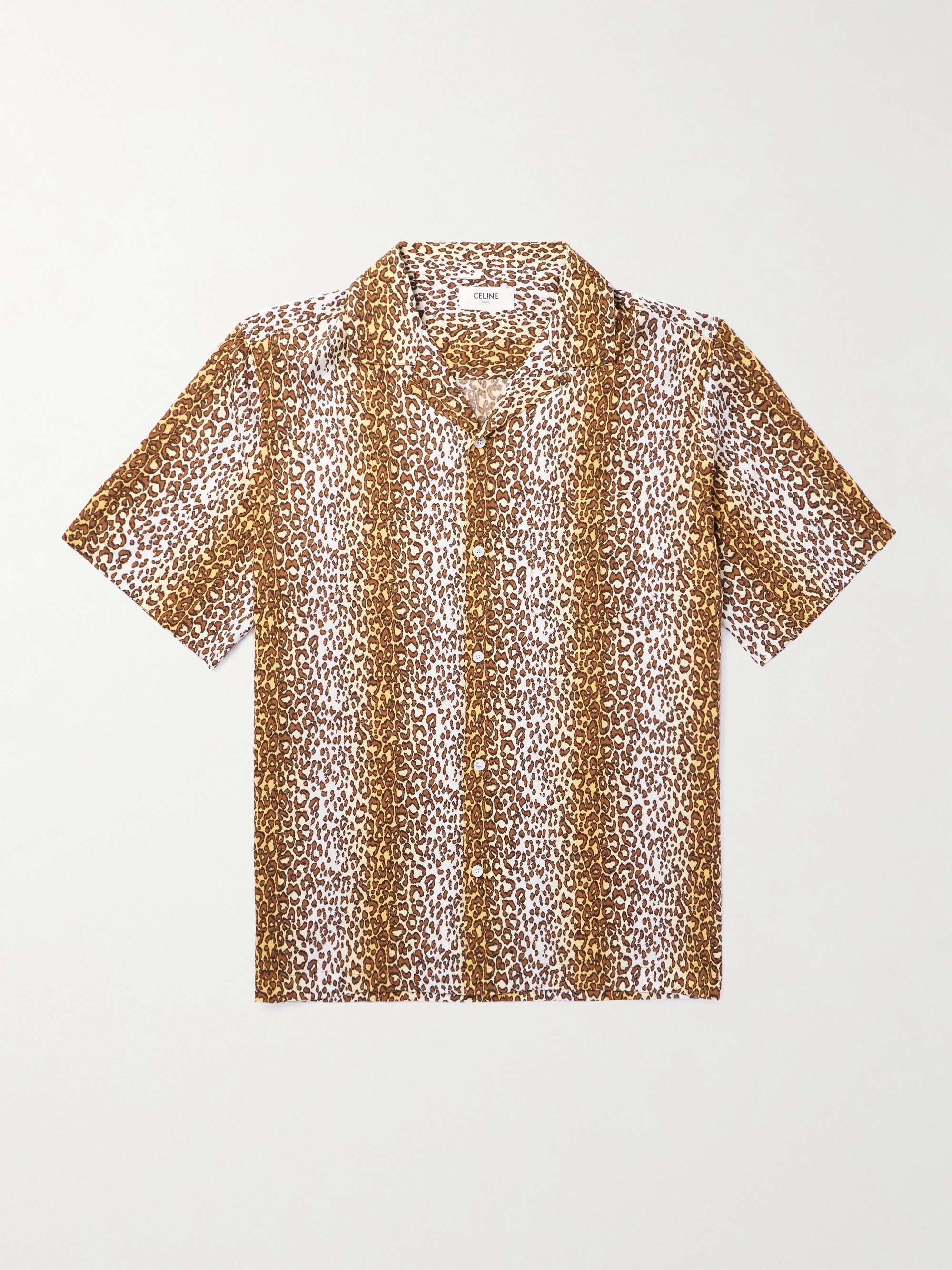 Camp-Collar Leopard-Print Voile Shirt view