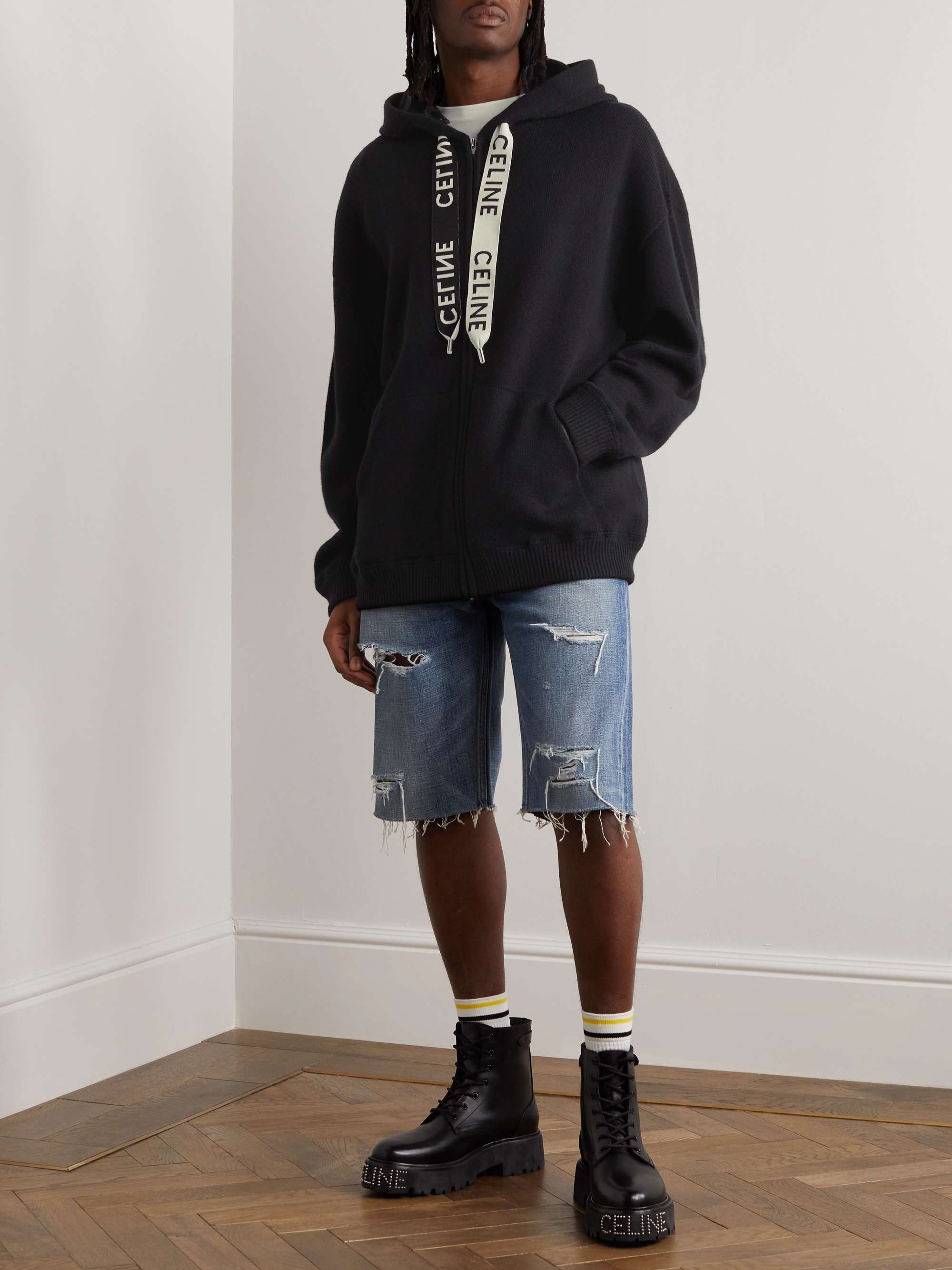 Oversized Wool and Cashmere-Blend Zip-Up Hoodie view