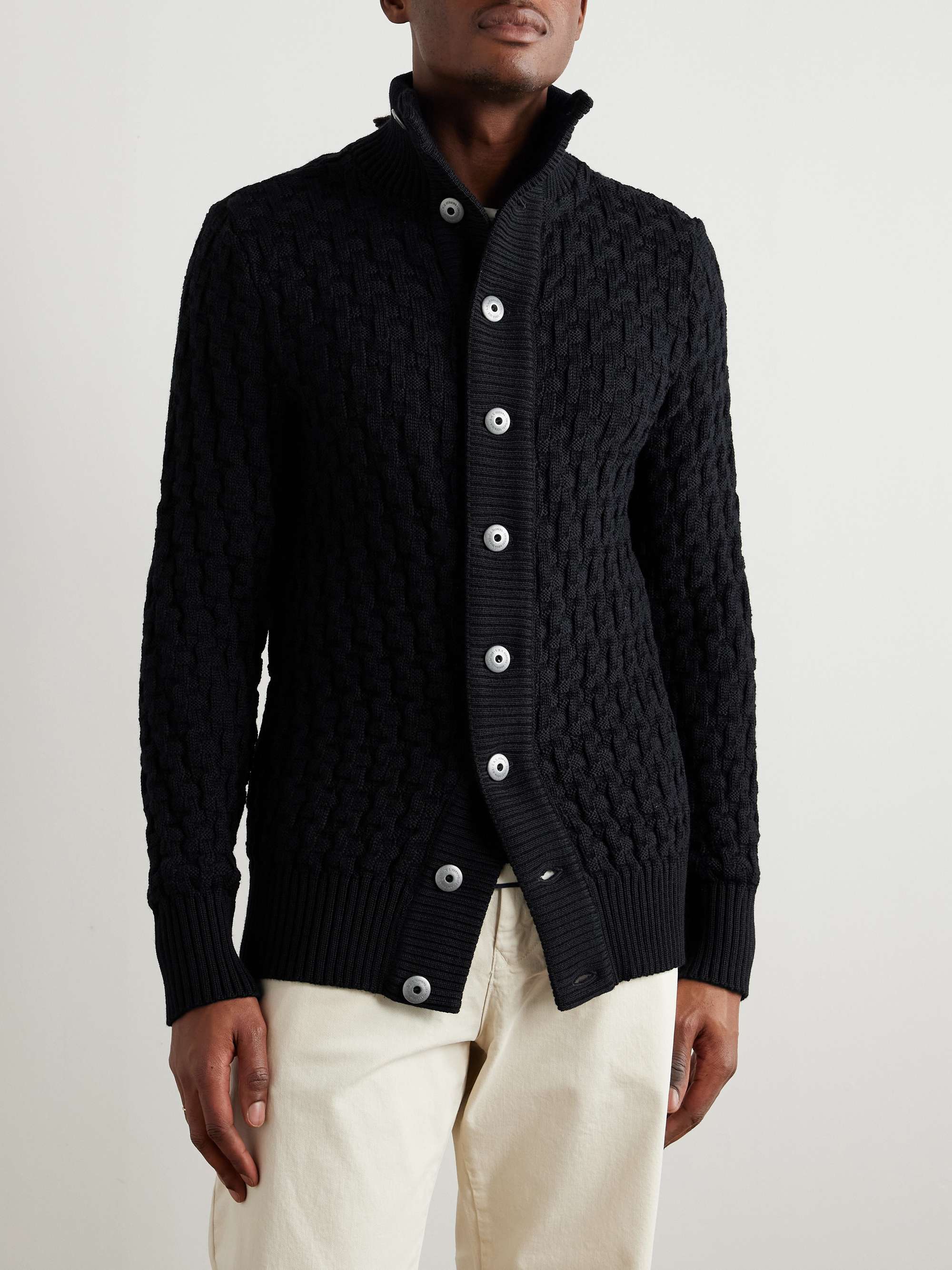 Stark Textured Virgin Wool Cardigan view