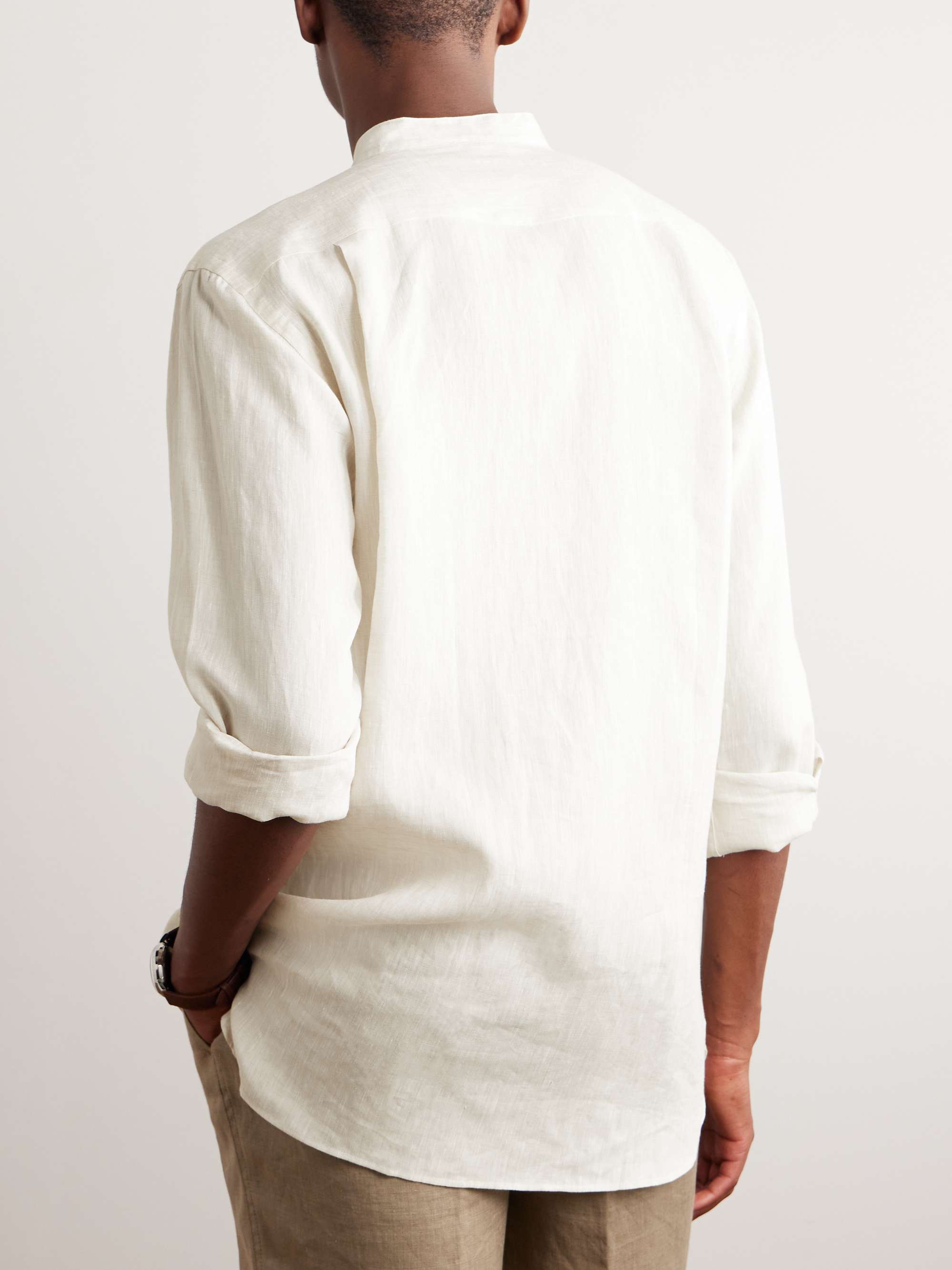 Arizona Grandad-Collar Linen Shirt view