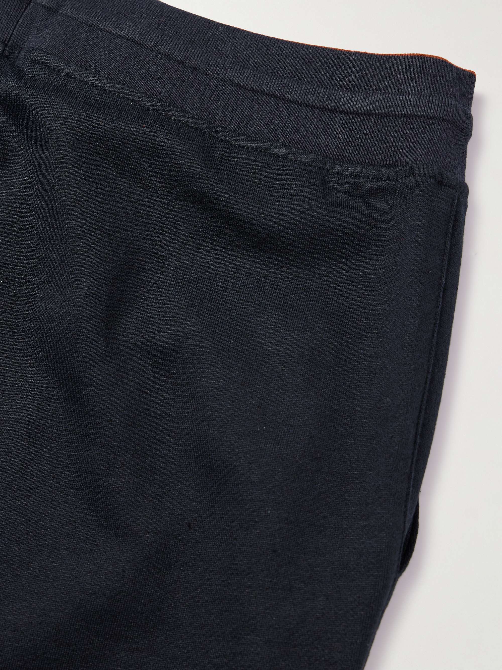 Straight-Leg Cotton and Linen-Blend Jersey Drawstring Shorts view