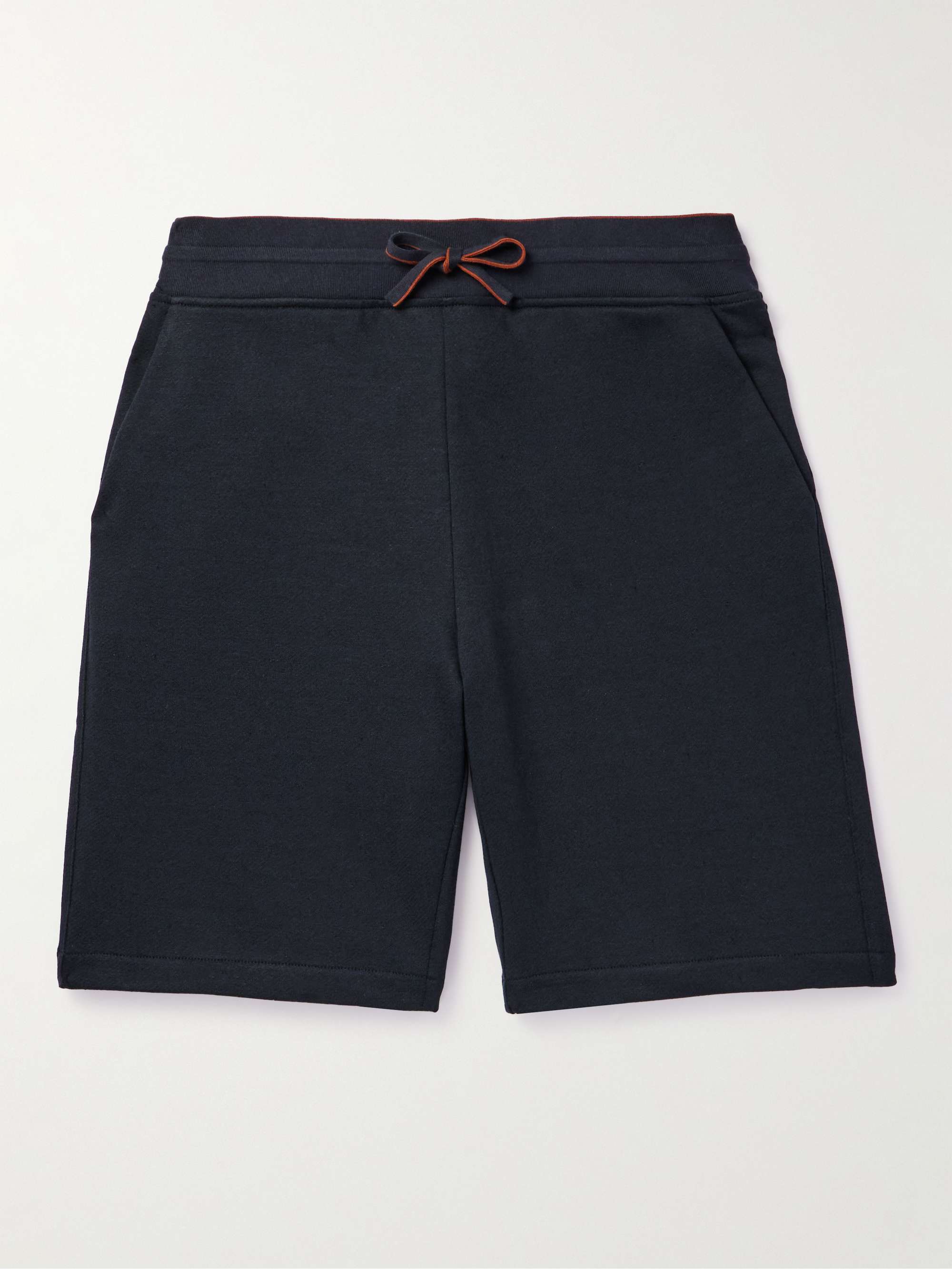 Straight-Leg Cotton and Linen-Blend Jersey Drawstring Shorts view