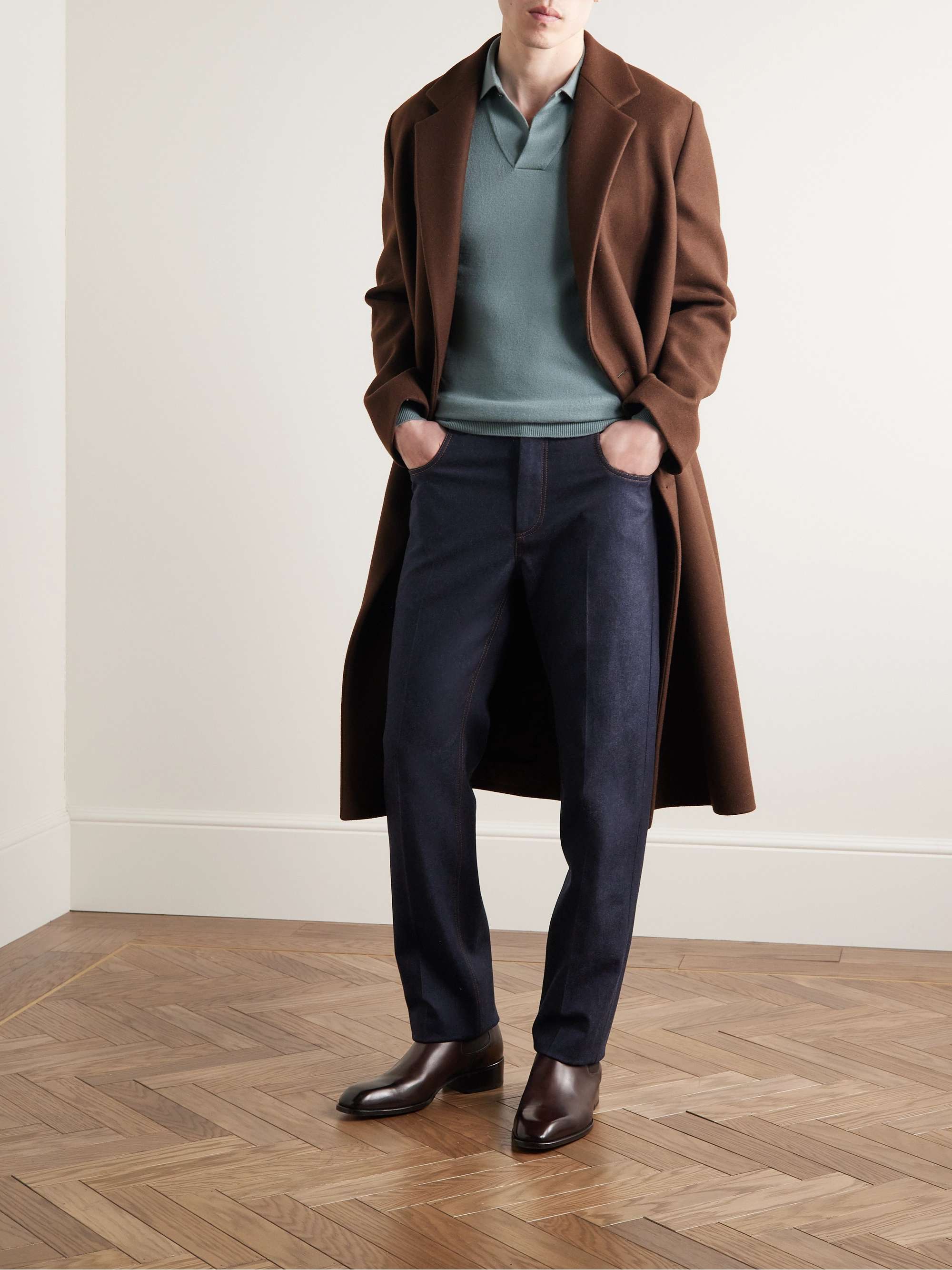 Straight-Leg Virgin Wool-Blend Trousers view