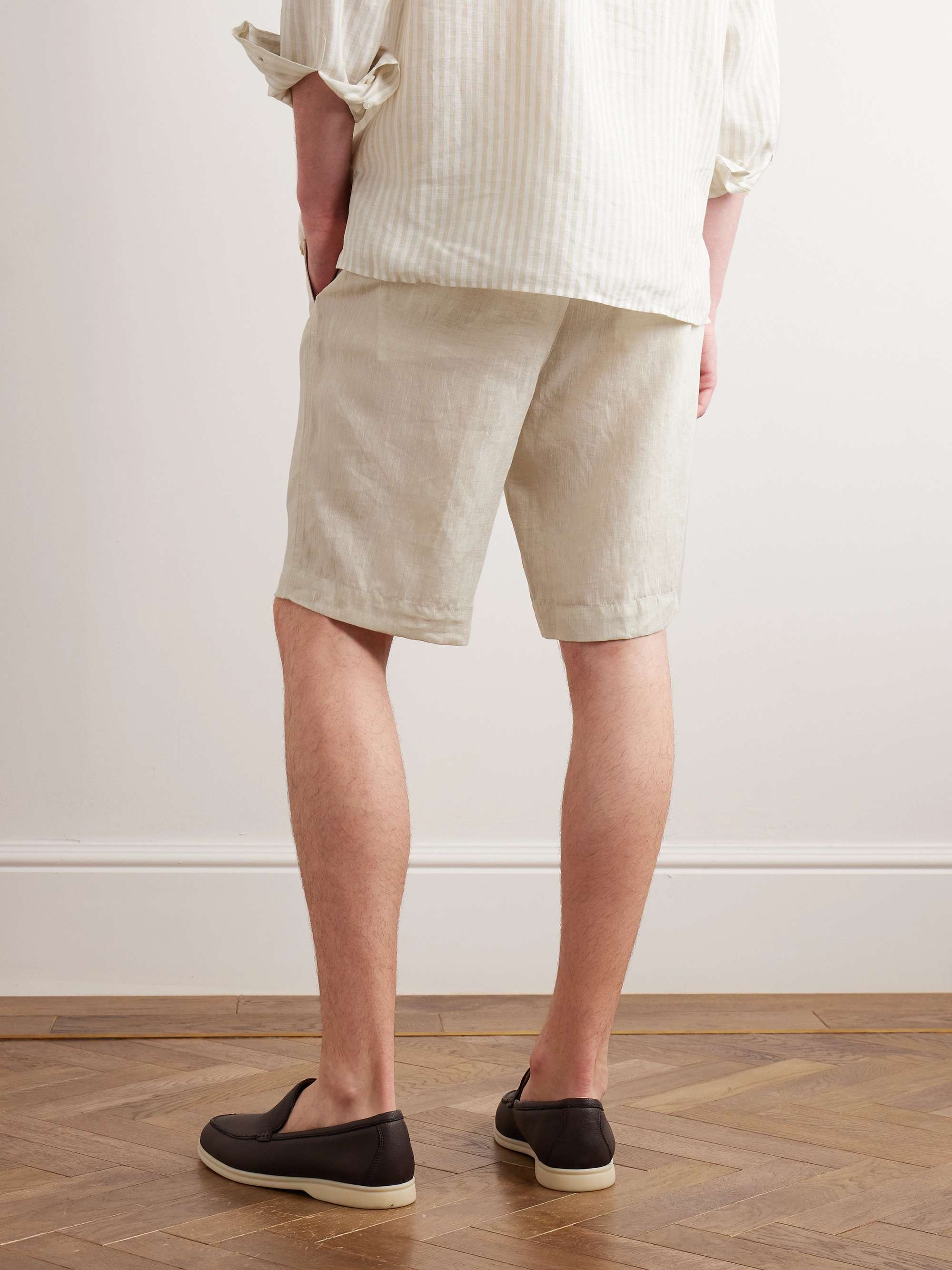 Straight-Leg Linen Drawstring Bermuda Shorts view