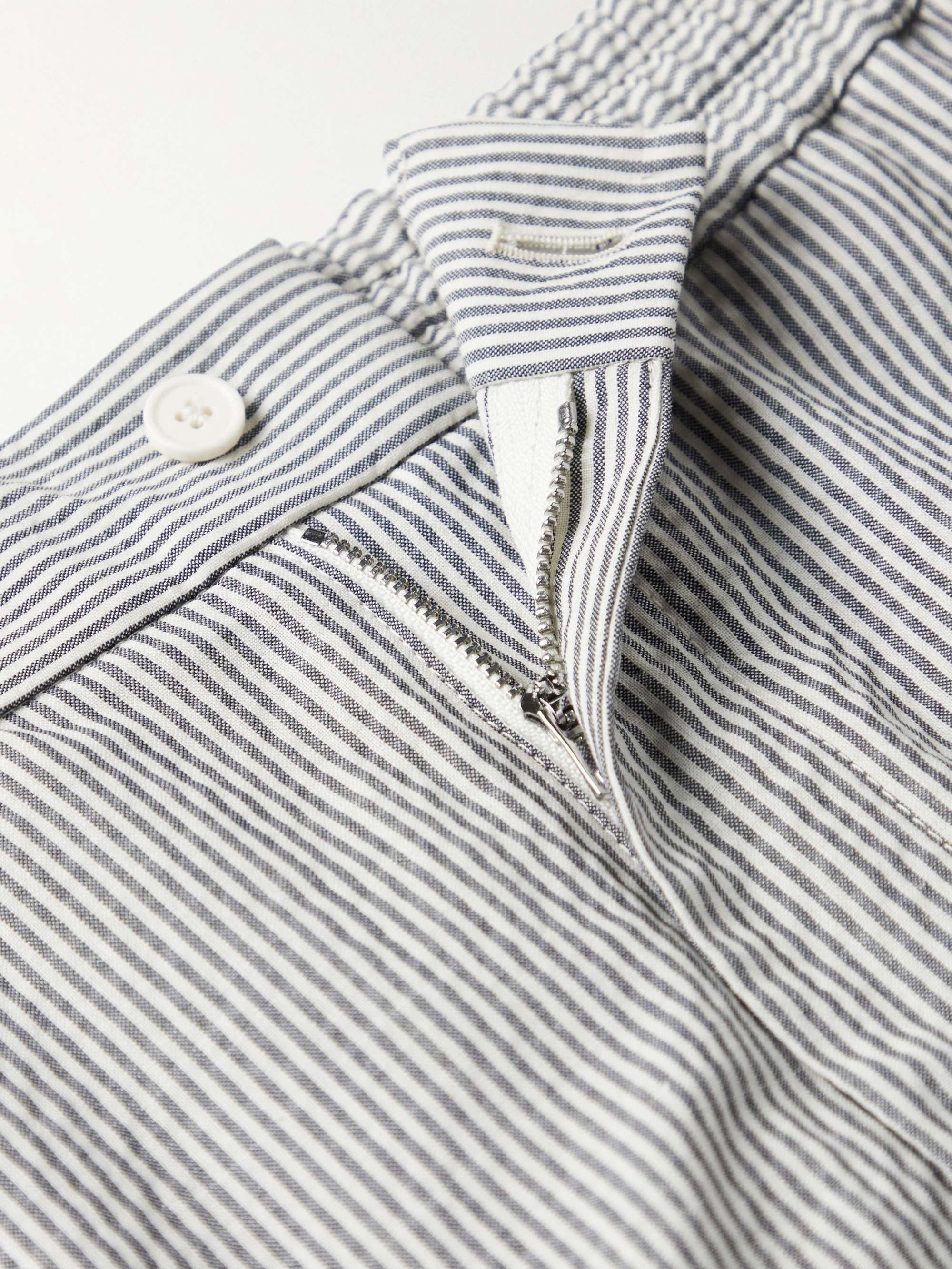 Slim-Fit Straight-Leg Striped Wool-Blend Seersucker Trousers view