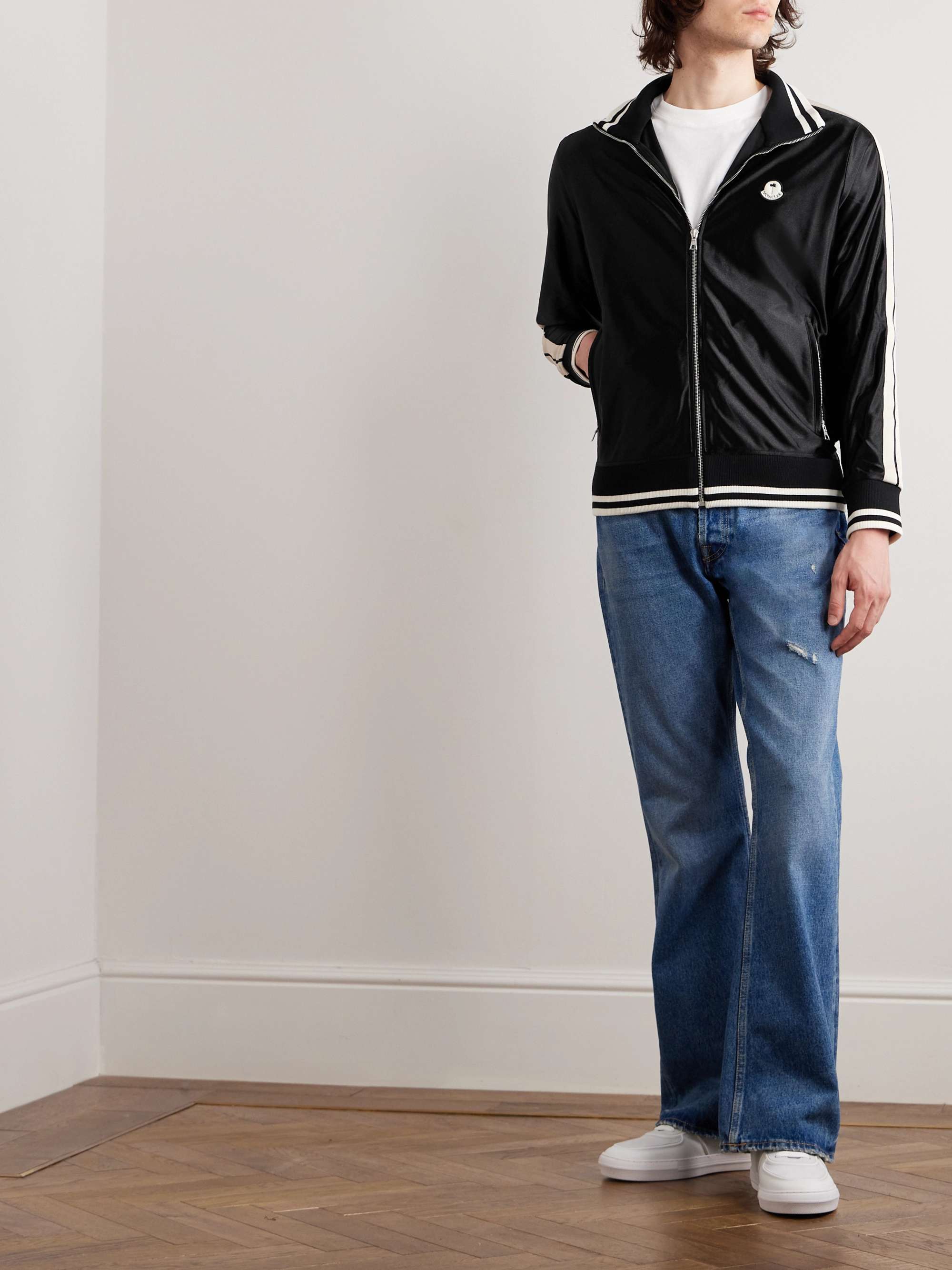 + 8 Palm Angels Logo-Appliquéd Striped Satin-Jersey Track Jacket view