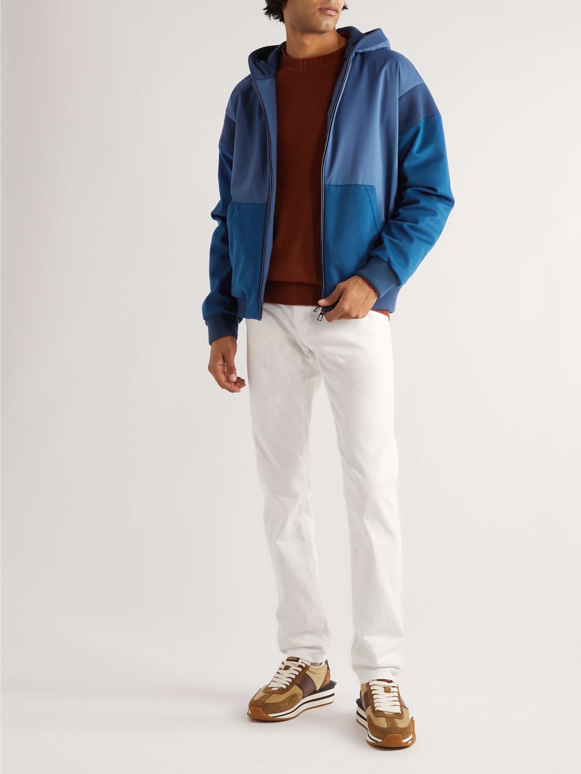 Wallace Panelled Storm System® Nylon and Cashmere Hooded Bomber Jacket view