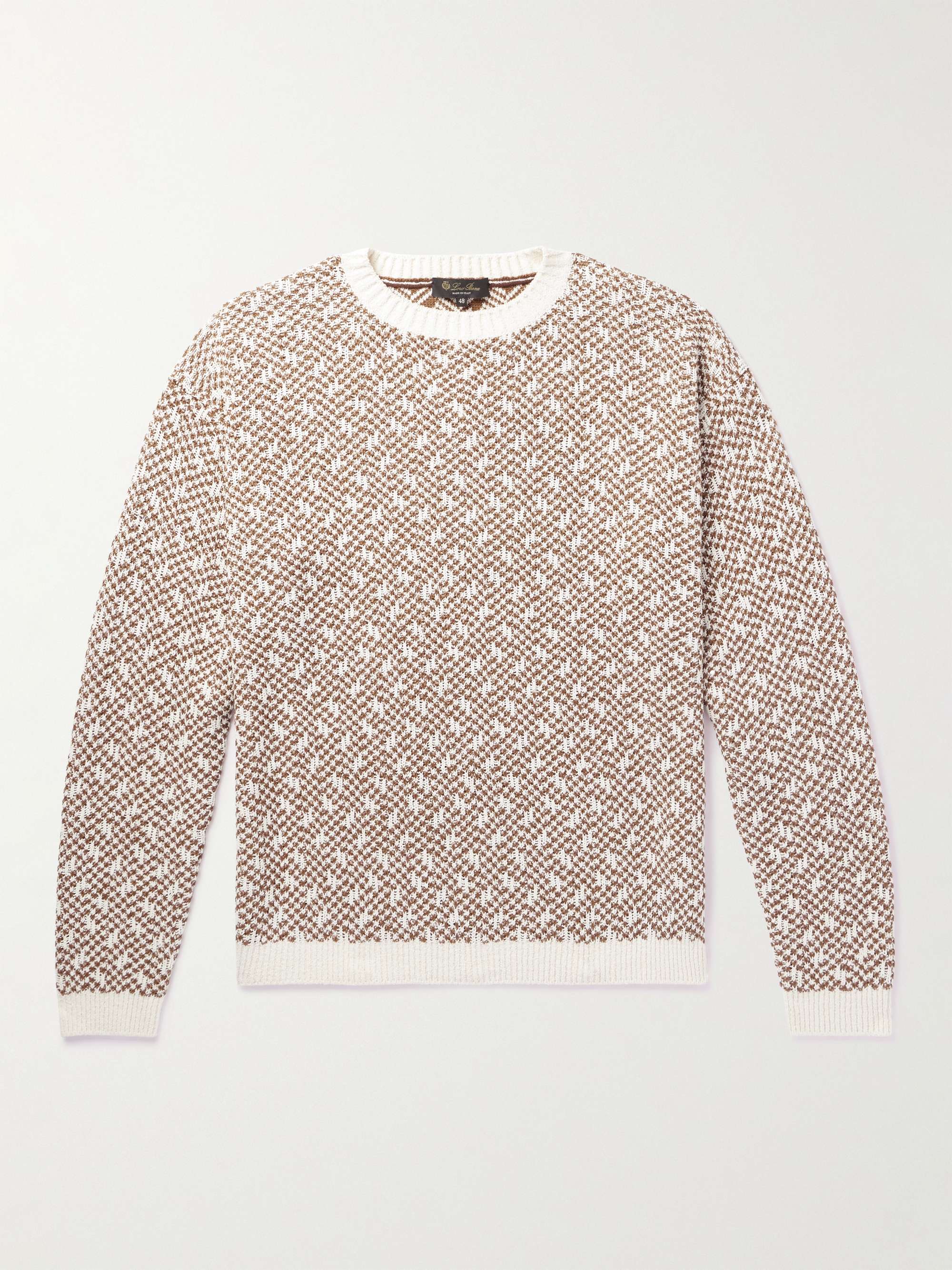 Jacquard-Knit Linen-Bouclé Sweater view
