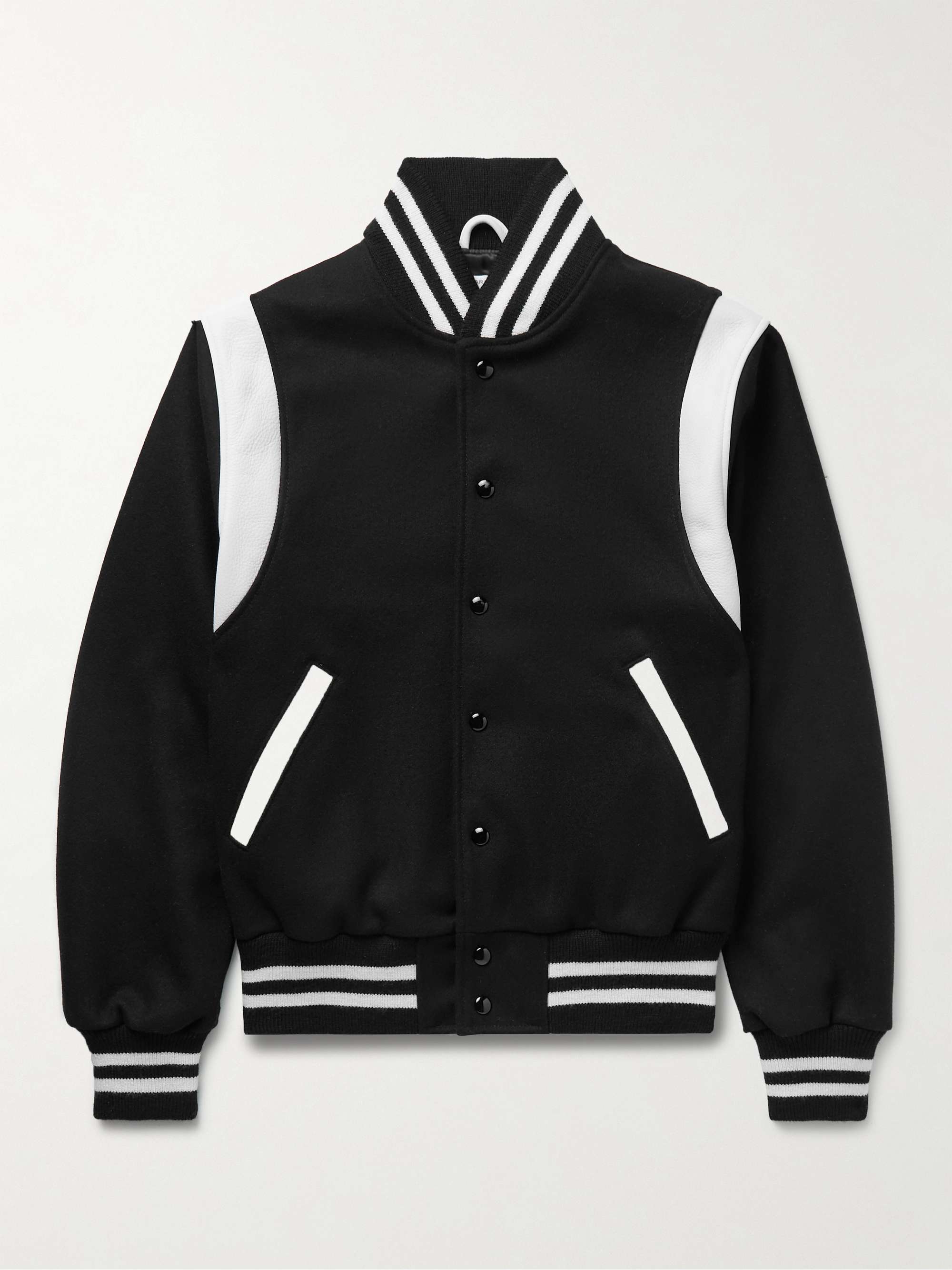 The Hayes Leather-Panelled Wool-Blend Varsity Jacket view