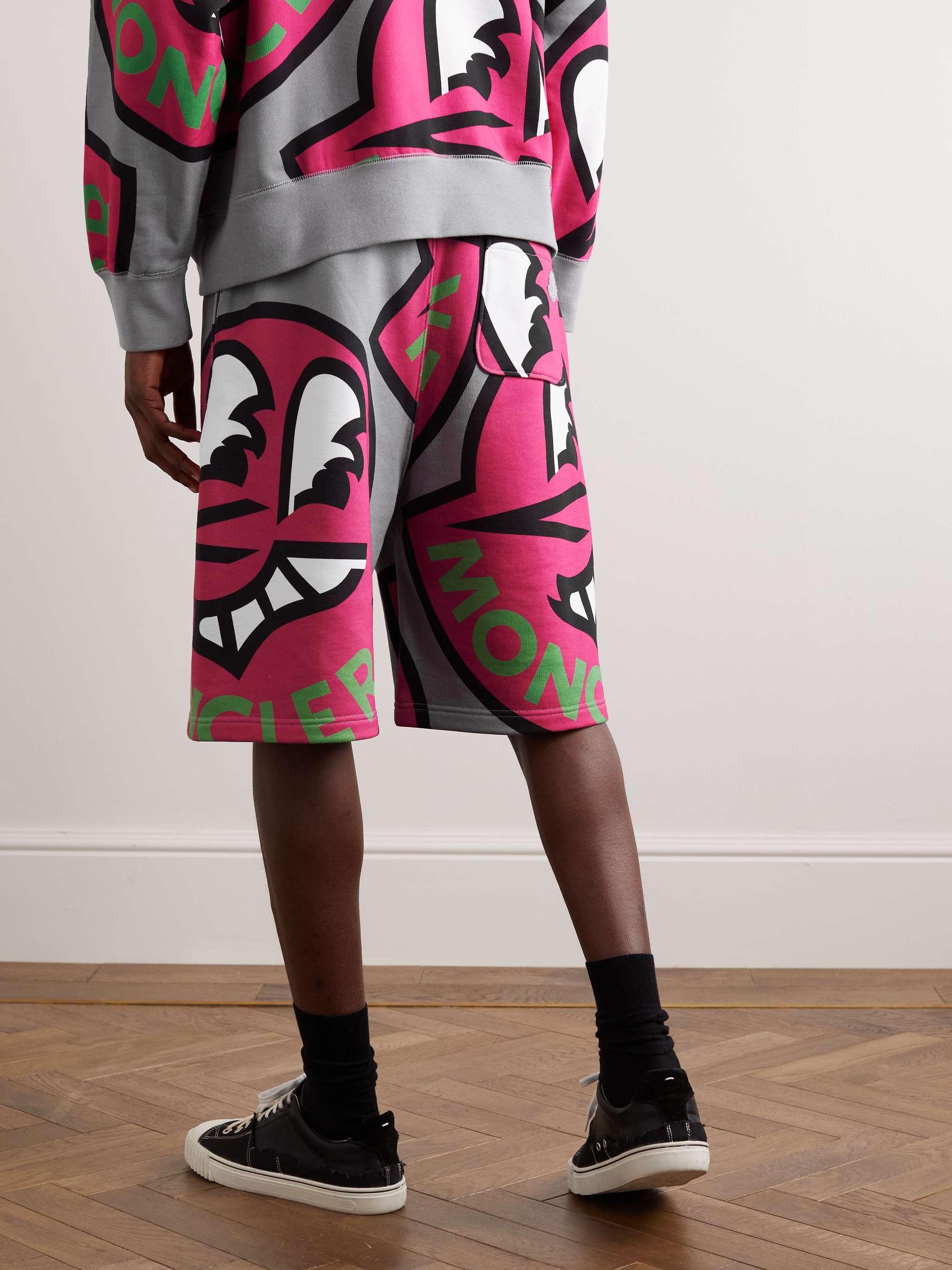 Straight-Leg Logo-Print Cotton-Jersey Drawstring Shorts view