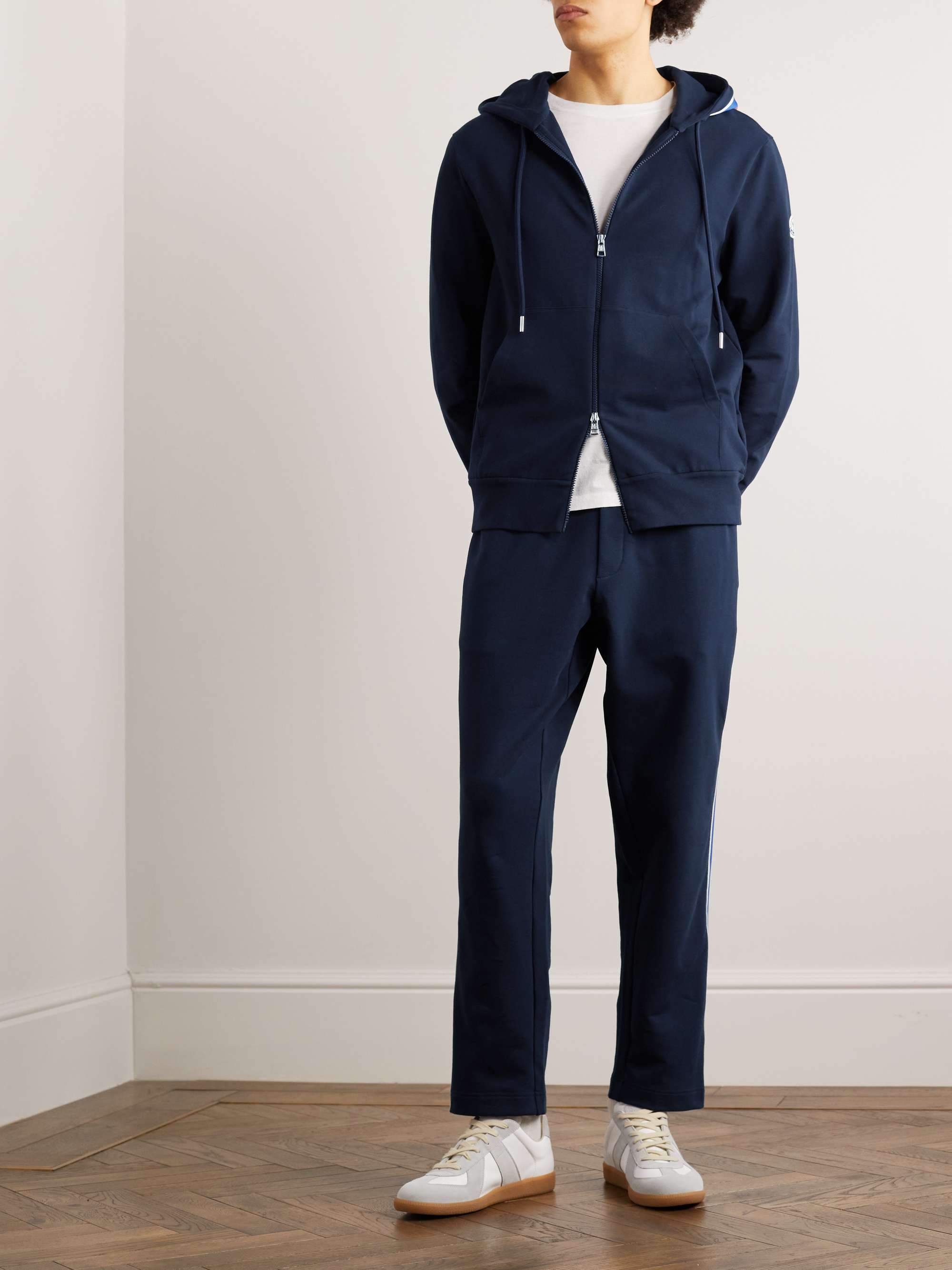 Webbing-Trimmed Stretch-Cotton Jersey Zip-Up Hoodie view