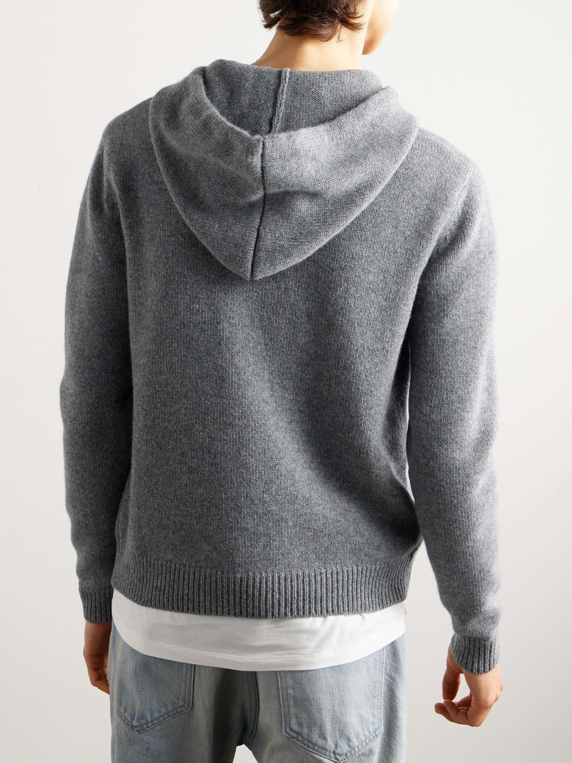 Logo-Embroidered Wool and Cashmere-Blend Hoodie view