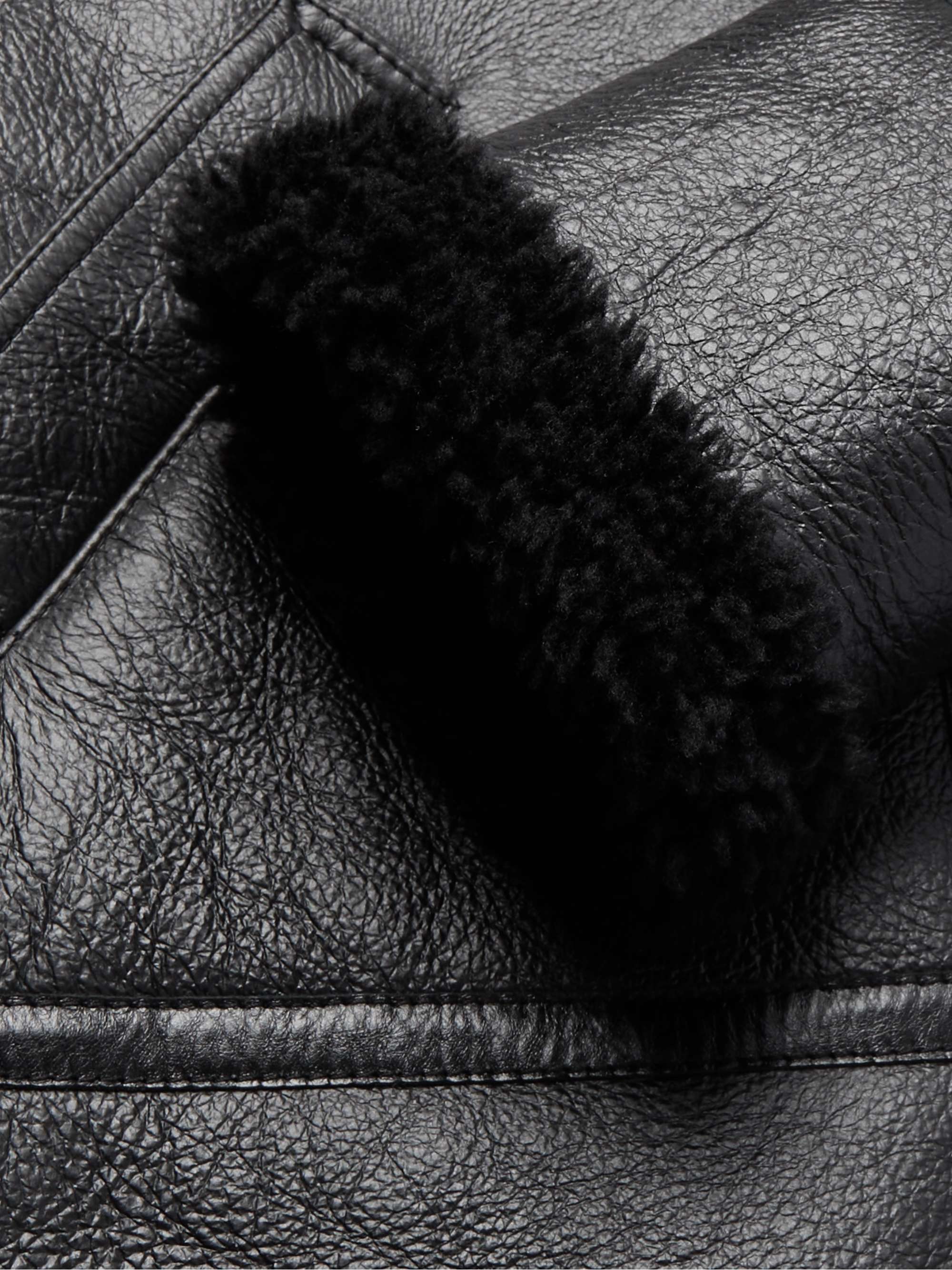 Shearling-Lined Textured-Leather Bomber Jacket view