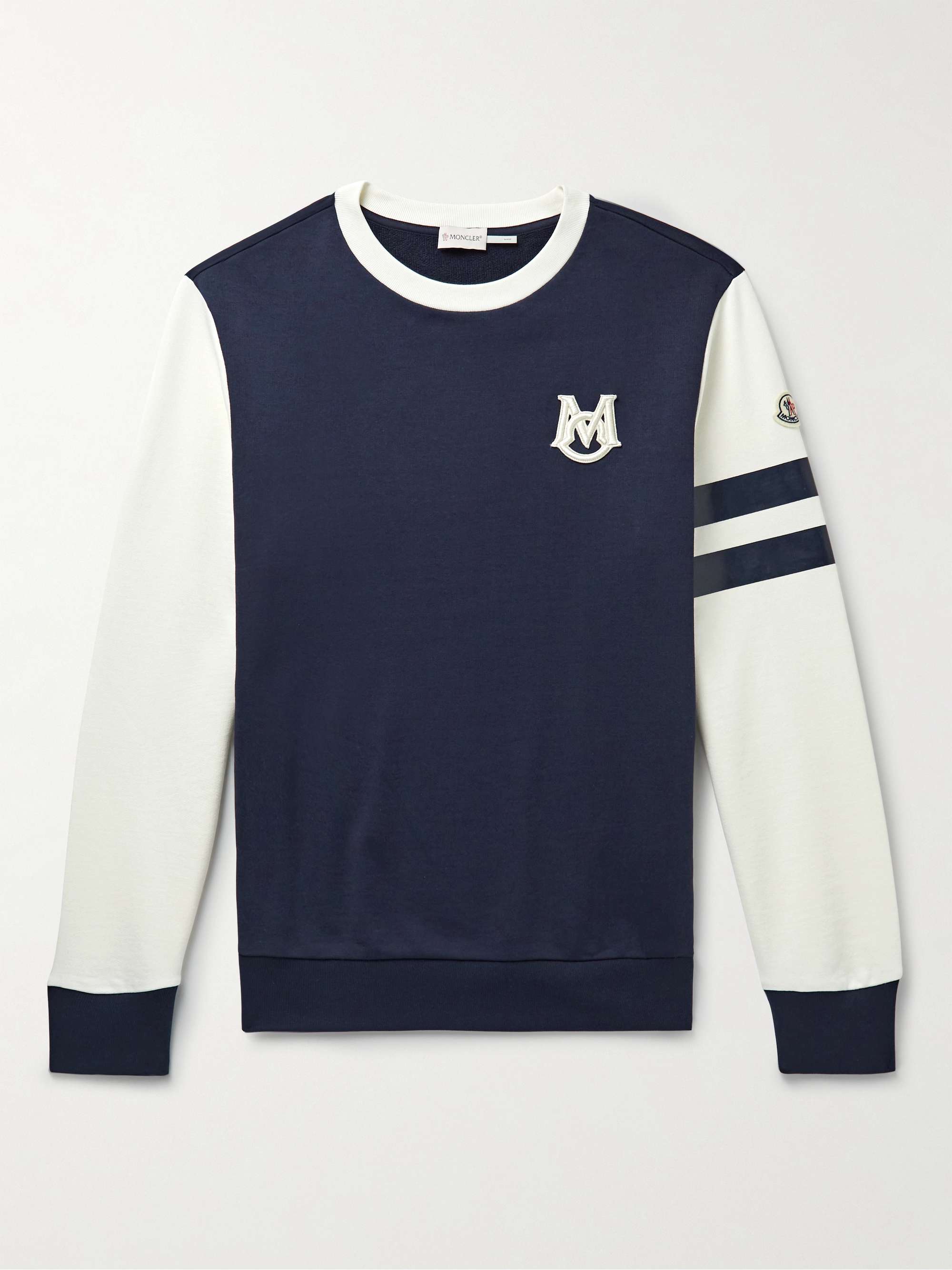 Logo-Embroidered Two-Tone Cotton-Jersey Sweatshirt view