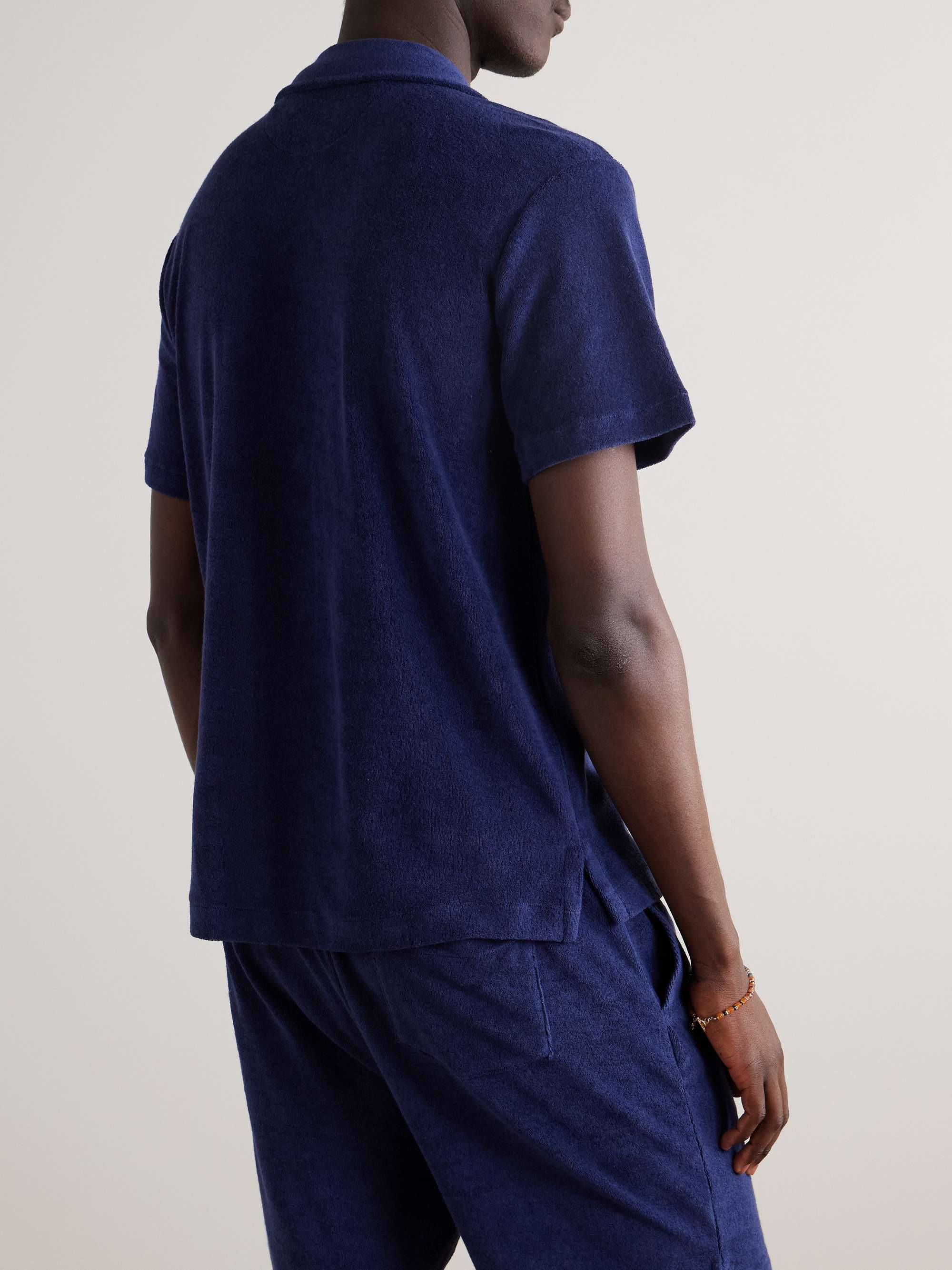 Camp-Collar Logo-Embroidered Cotton-Terry Shirt view