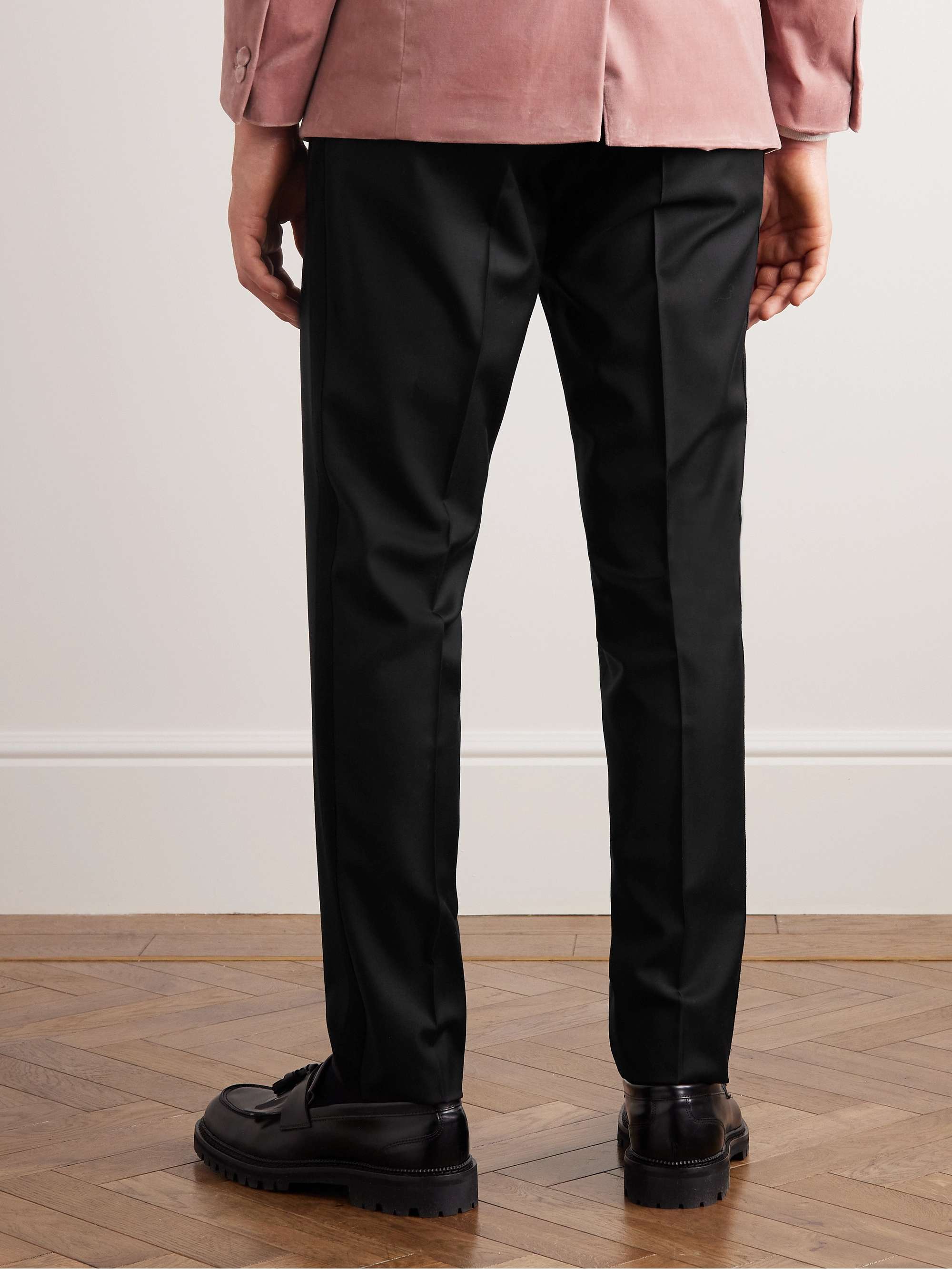 Slim-Fit Tapered Wool Tuxedo Trousers view