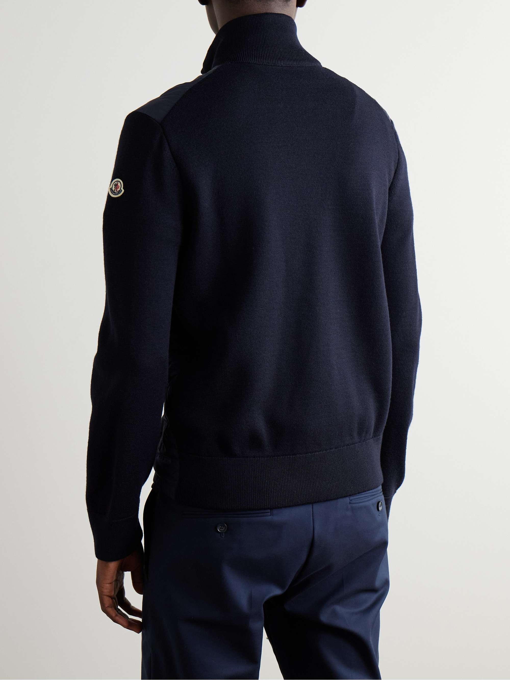 Slim-Fit Panelled Wool-Blend and Quilted Shell Down Zip-Up Cardigan view