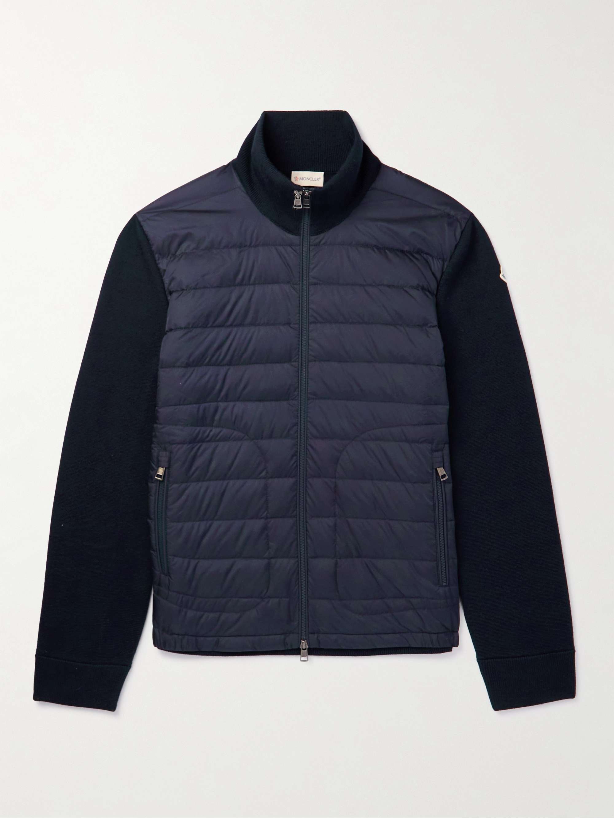 Slim-Fit Panelled Wool-Blend and Quilted Shell Down Zip-Up Cardigan view