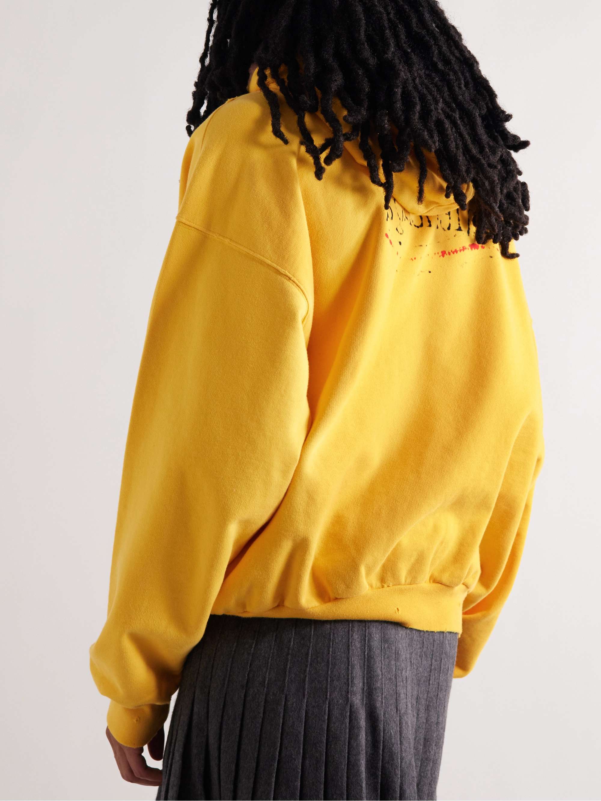 Distressed Logo-Print Cotton-Jersey Hoodie view