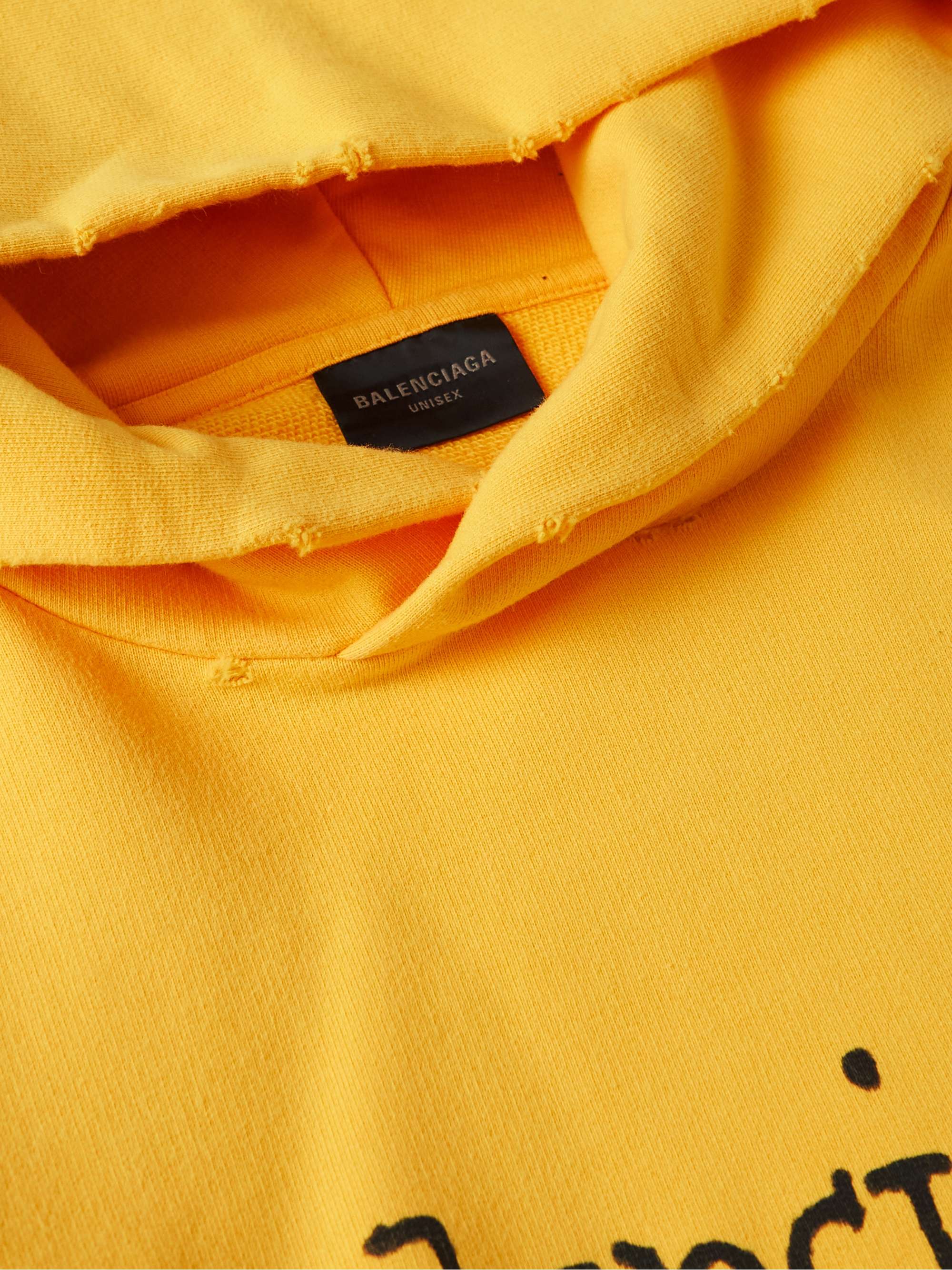 Distressed Logo-Print Cotton-Jersey Hoodie view