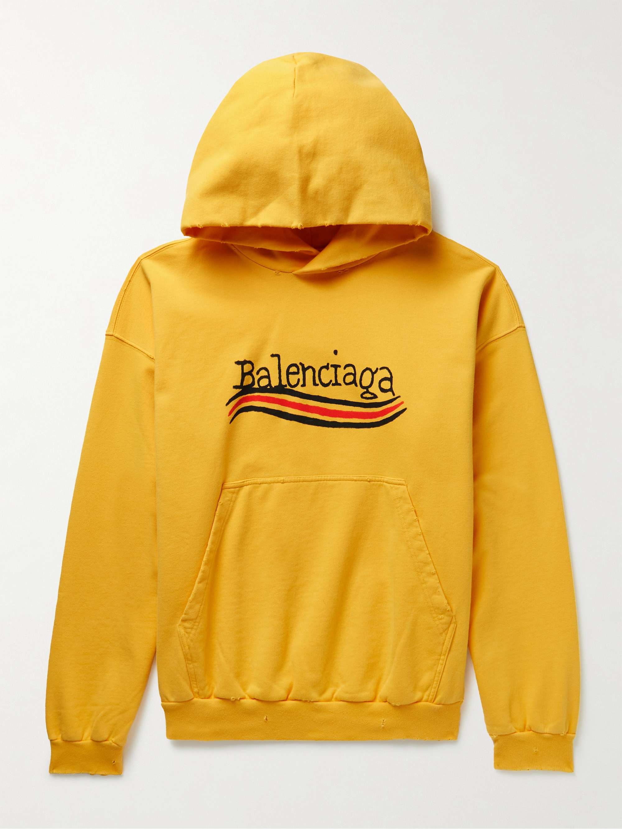 Distressed Logo-Print Cotton-Jersey Hoodie view