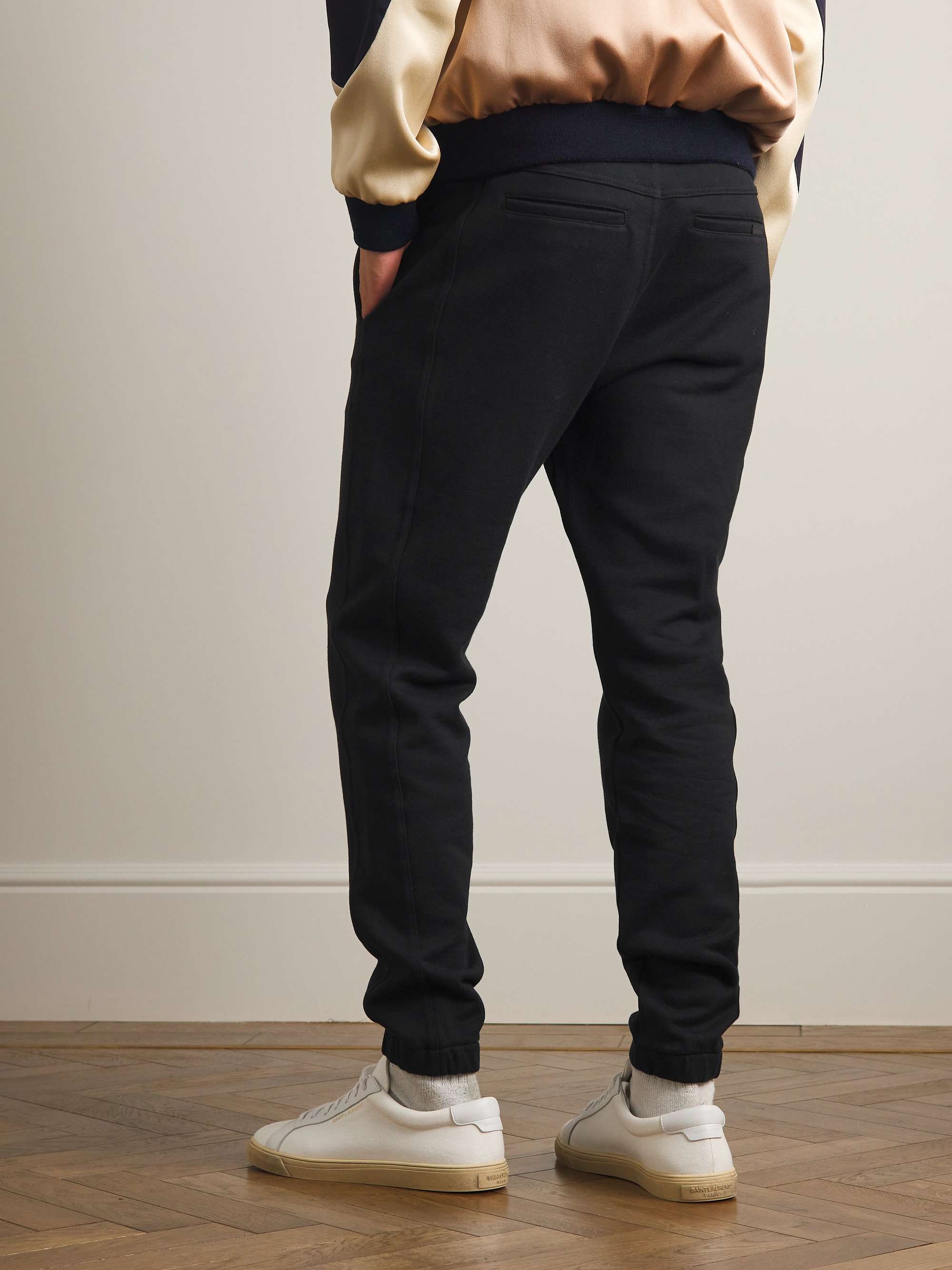 Tapered Logo-Embroidered Cotton-Jersey Sweatpants view