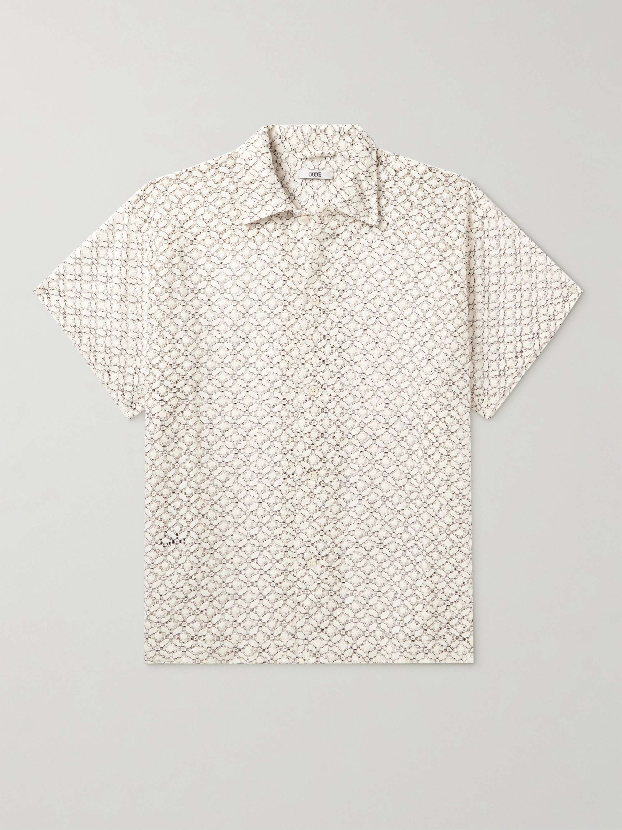 Camp-Collar Cotton-Blend Lace Shirt view
