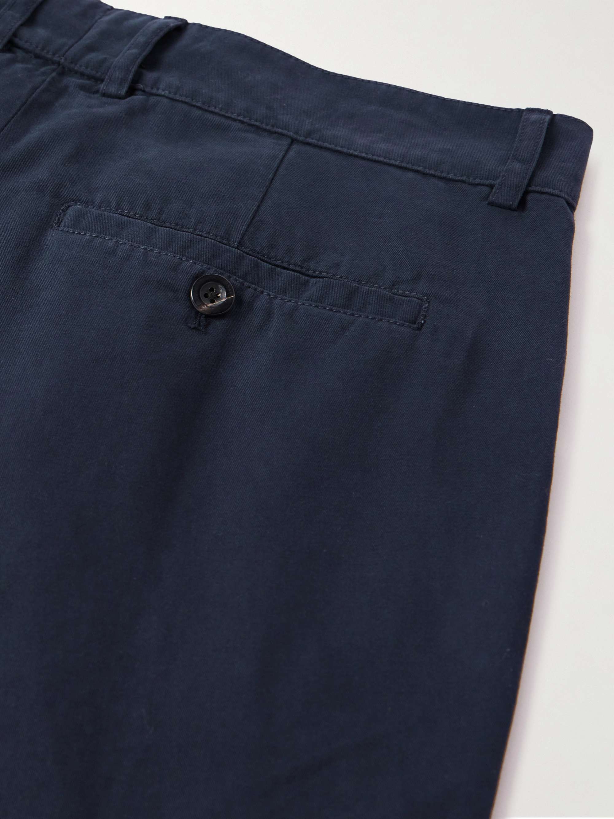 Tapered Pleated Garment-Dyed Cotton-Twill Trousers view