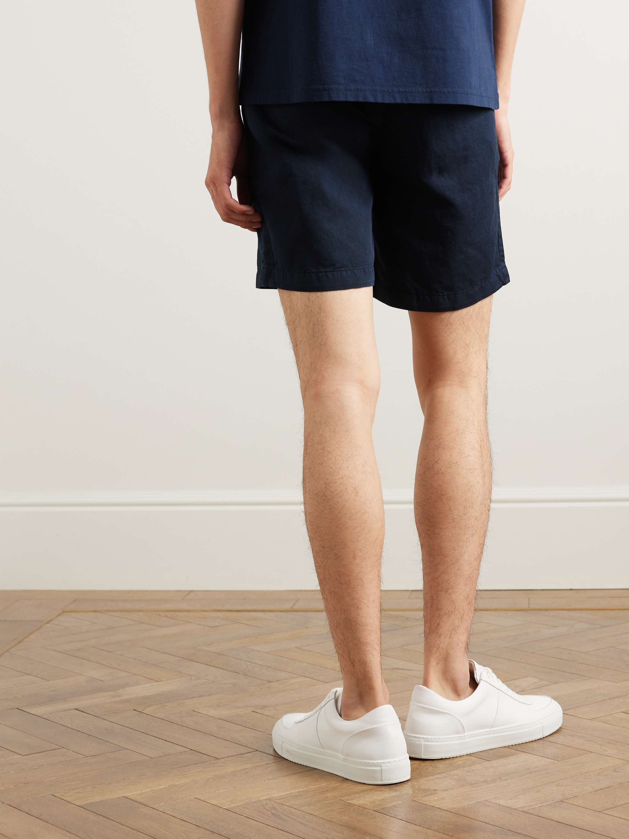 Cotton and Linen-Blend Drawstring Shorts view