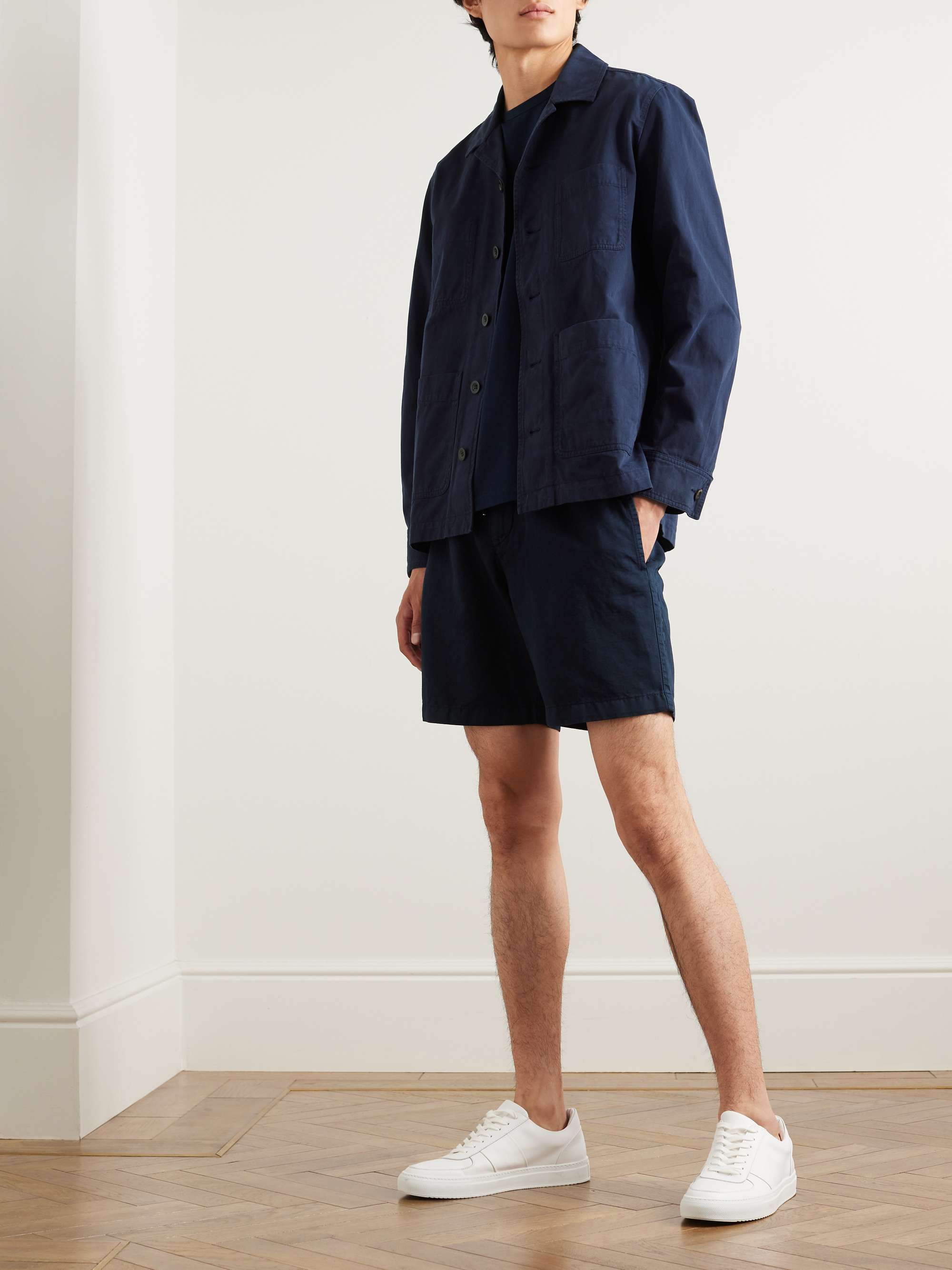 Cotton and Linen-Blend Drawstring Shorts view