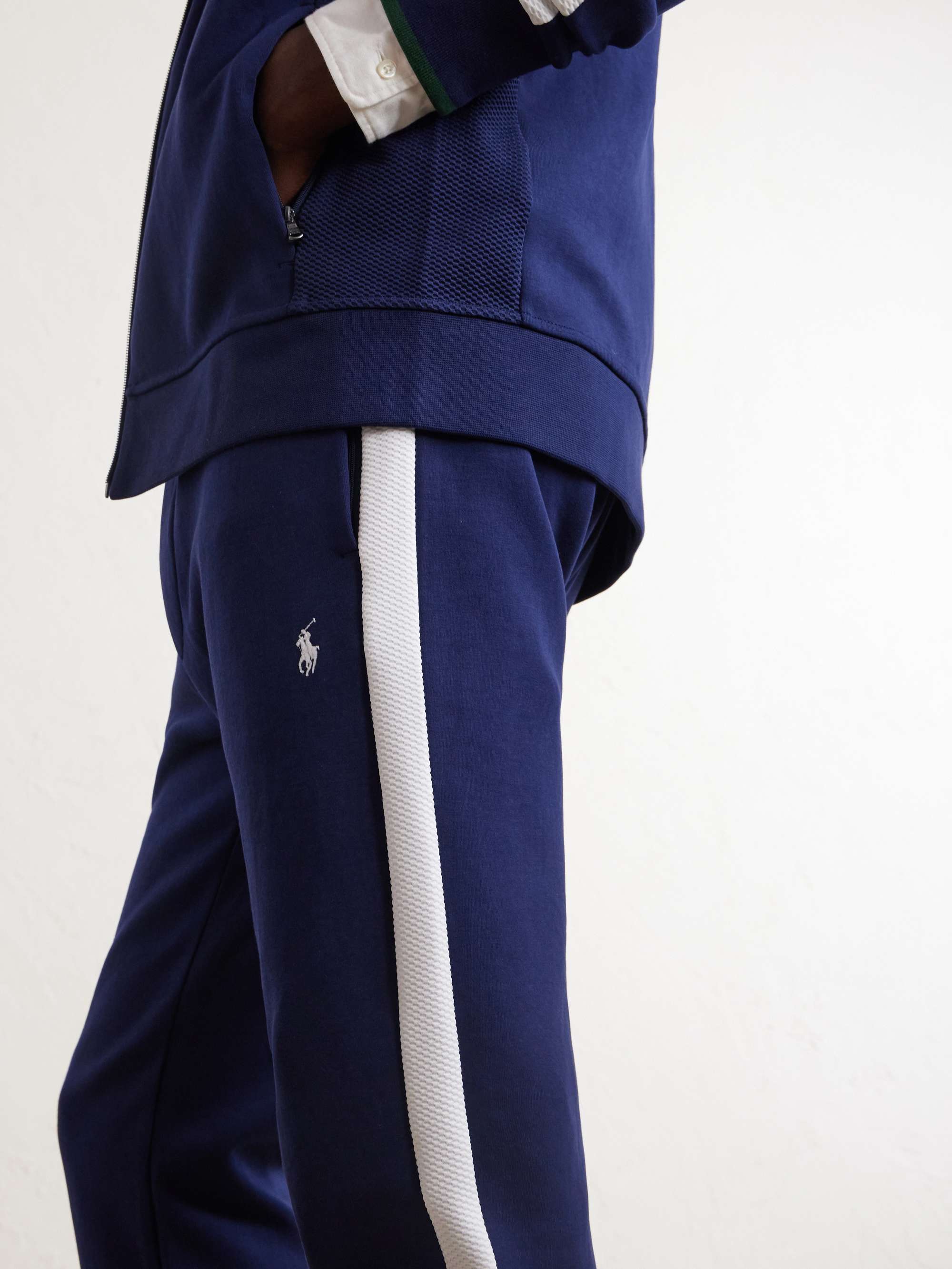 + Wimbledon Tapered Mesh-Trimmed Cotton-Blend Track Pants view