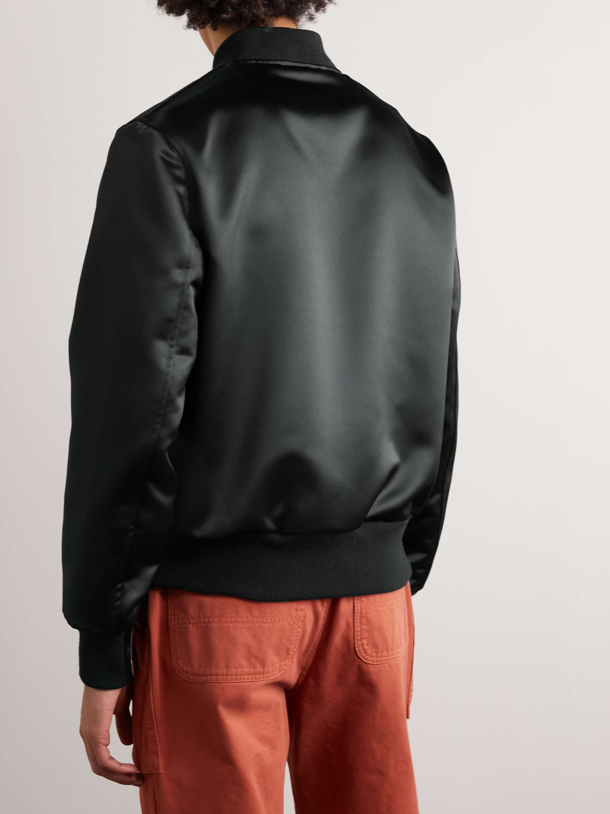 Sukajan Leather-Trimmed Satin Bomber Jacket view