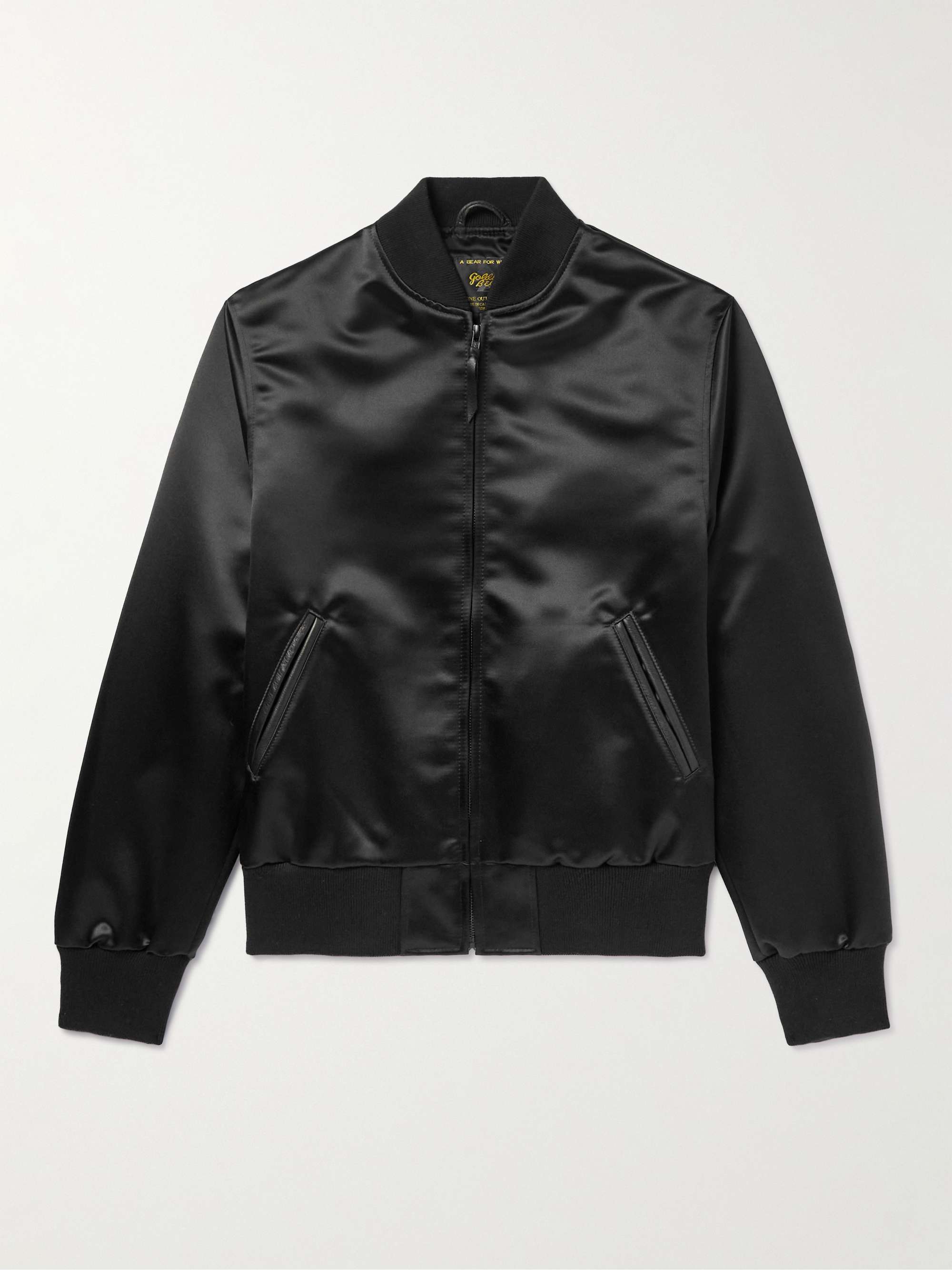 Sukajan Leather-Trimmed Satin Bomber Jacket view