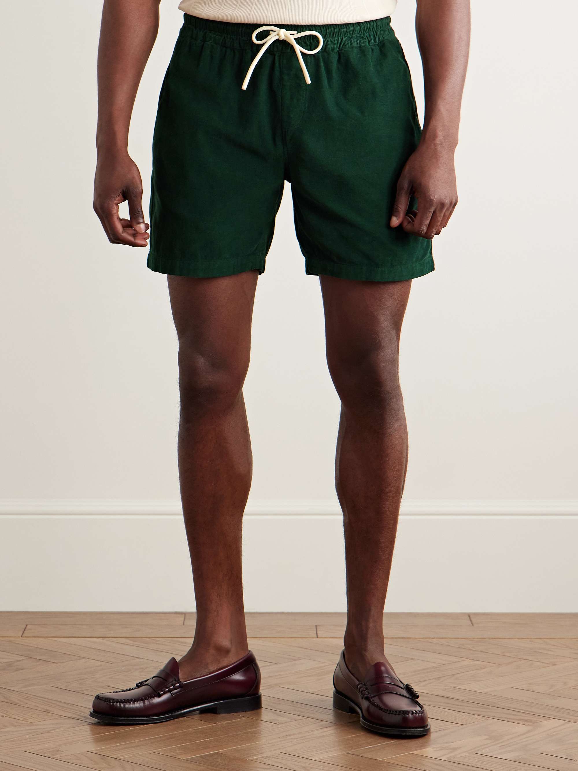 Straight-Leg Cotton-Corduroy Drawstring Shorts view