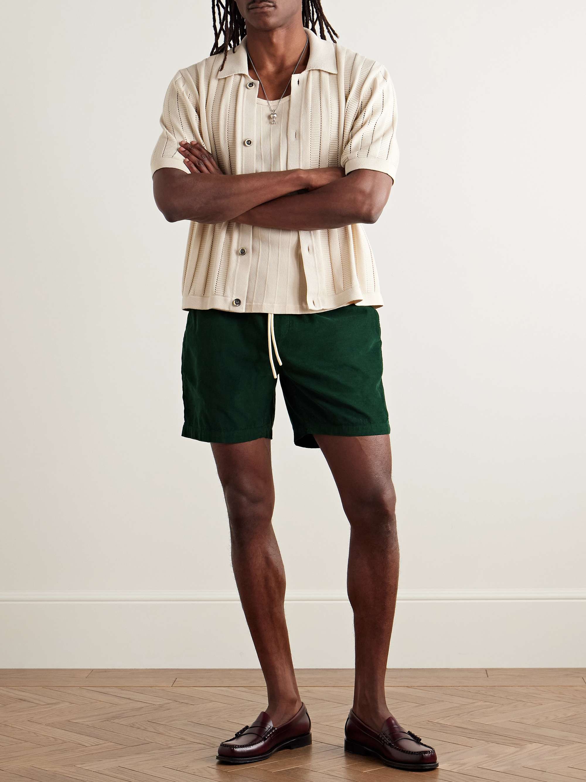 Straight-Leg Cotton-Corduroy Drawstring Shorts view