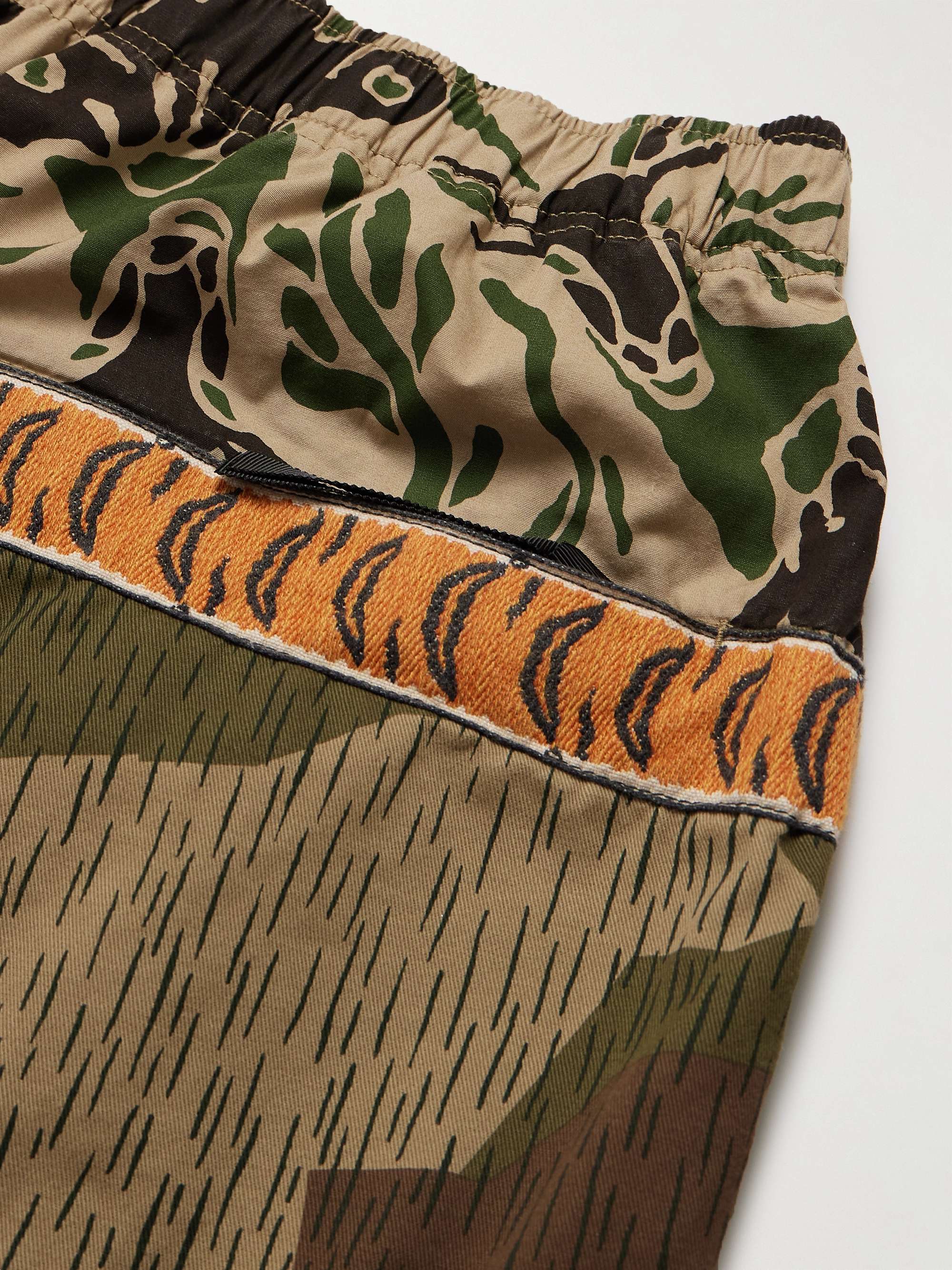 Straight-Leg Belted Patchwork Cotton-Twill and Jacquard Shorts view