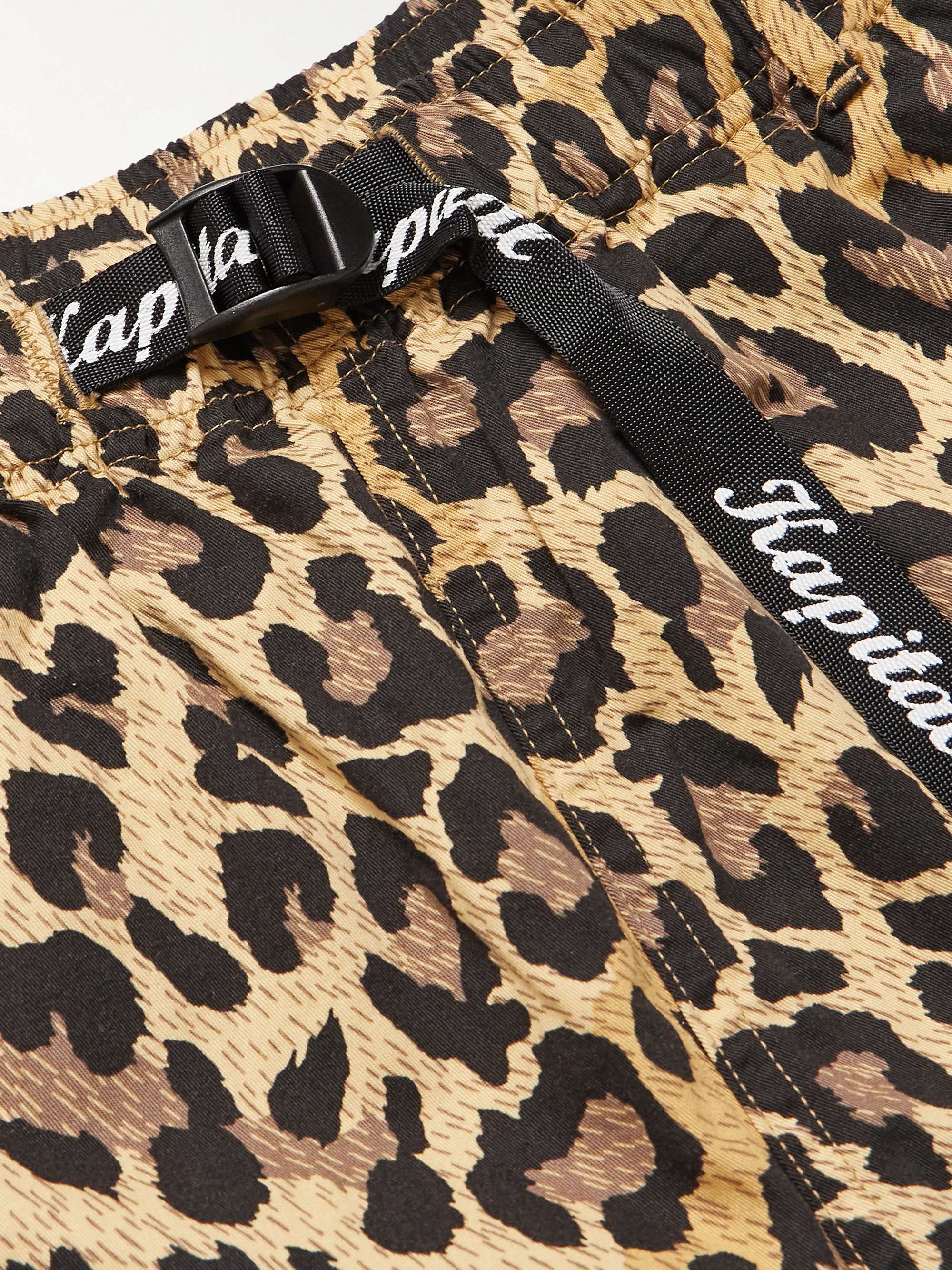 Wide-Leg Belted Leopard-Print Cotton-Gabardine Shorts view