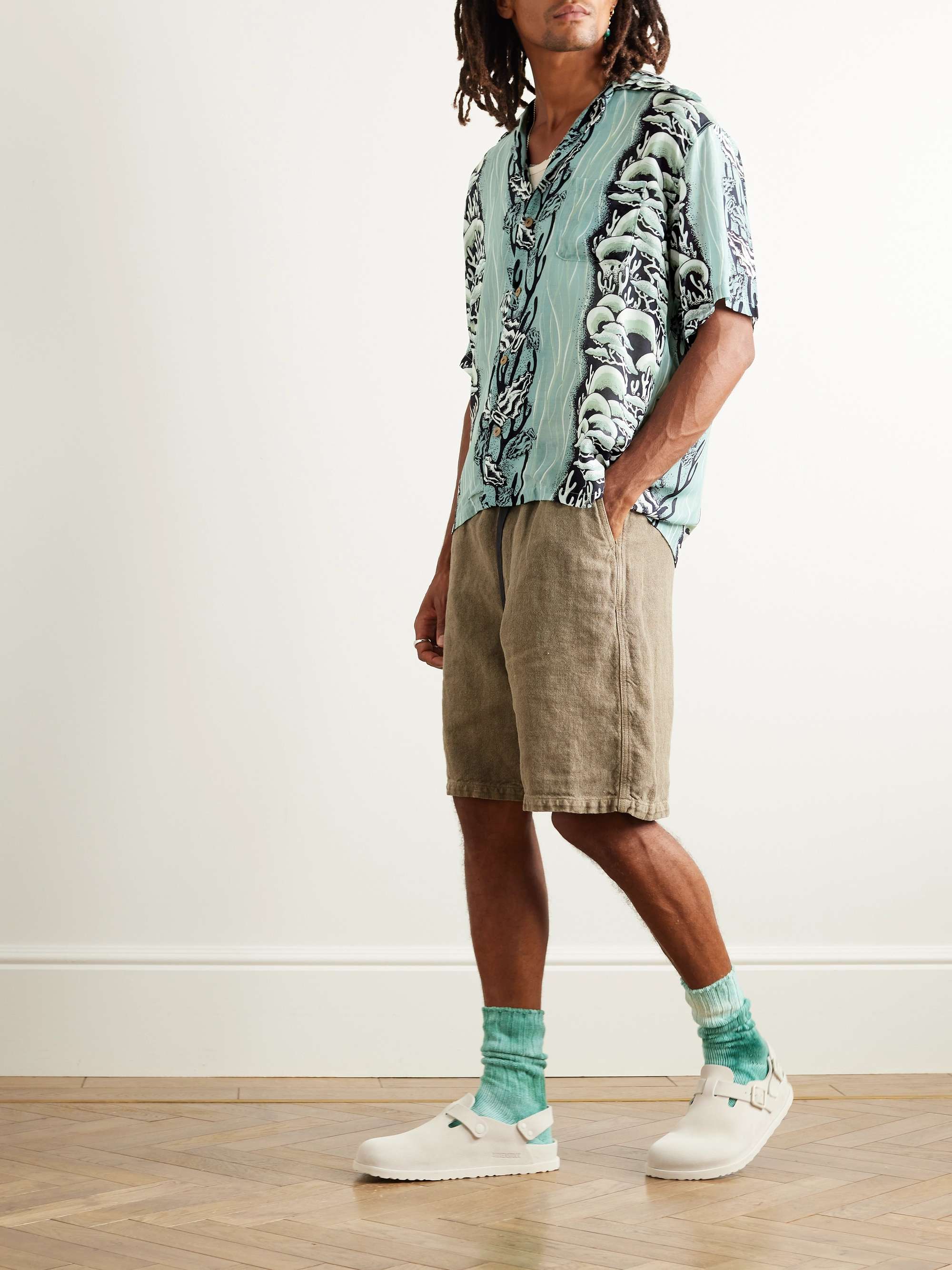 Camp-Collar Printed Cupro and Silk-Blend Shirt view