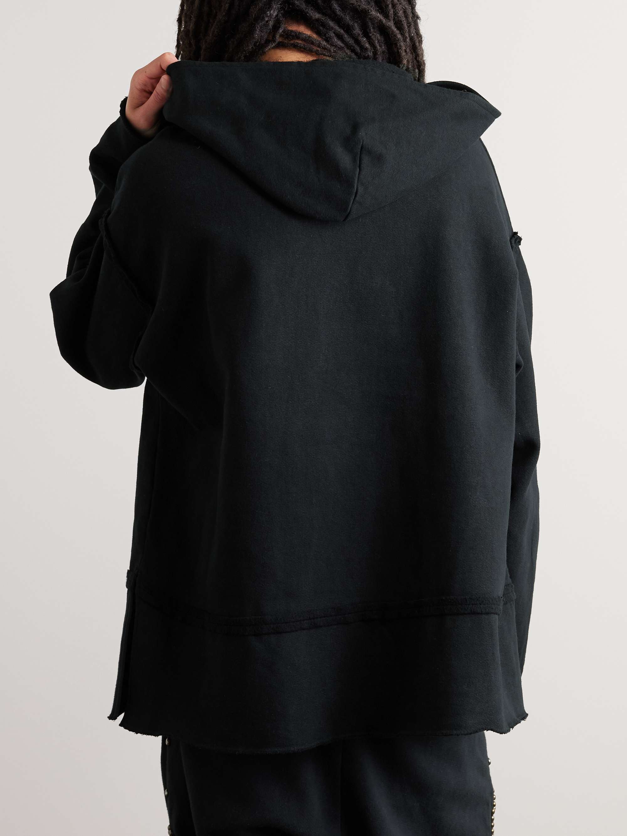 Oversized Distressed Cotton-Jersey Hoodie view