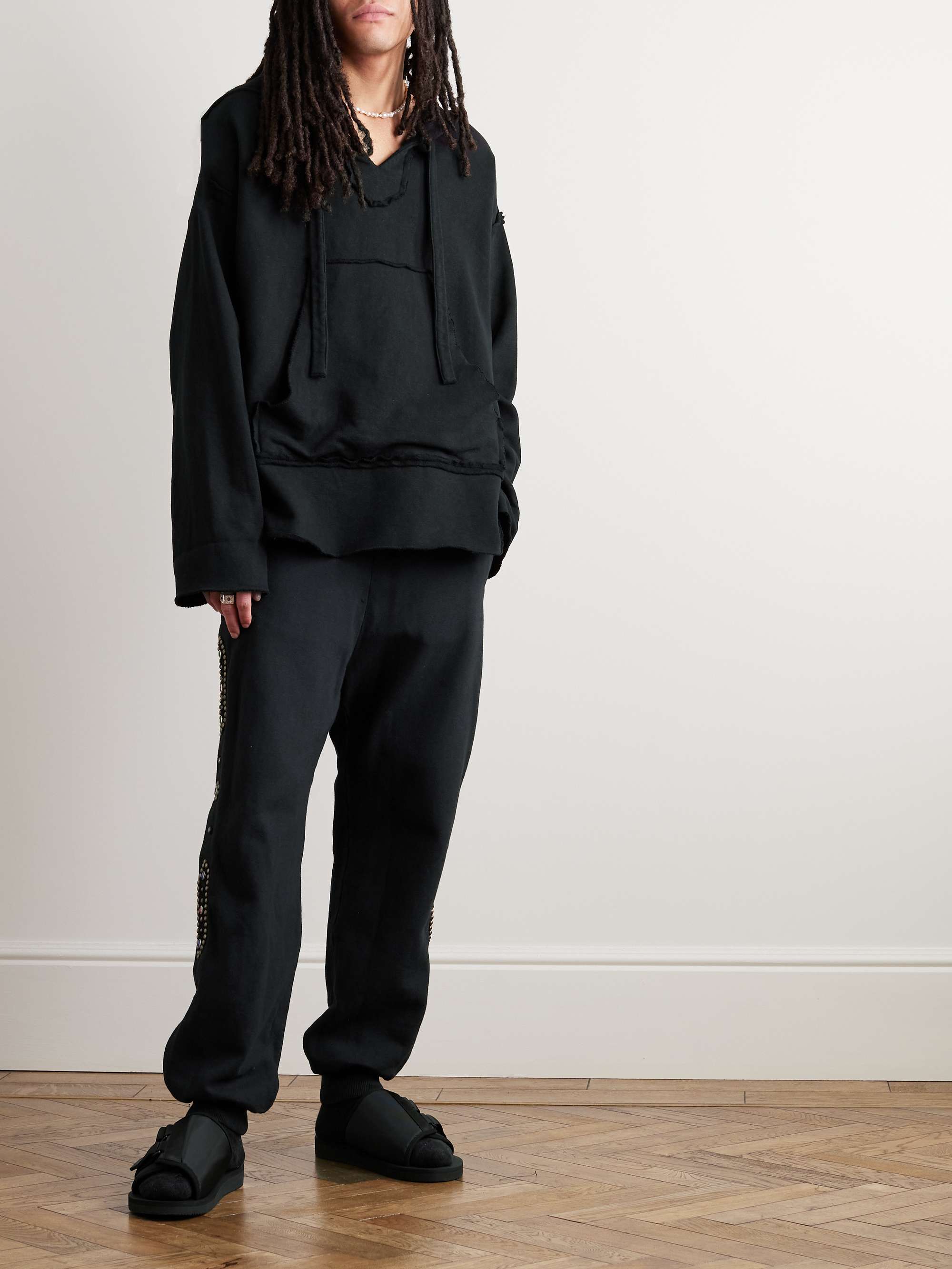 Oversized Distressed Cotton-Jersey Hoodie view