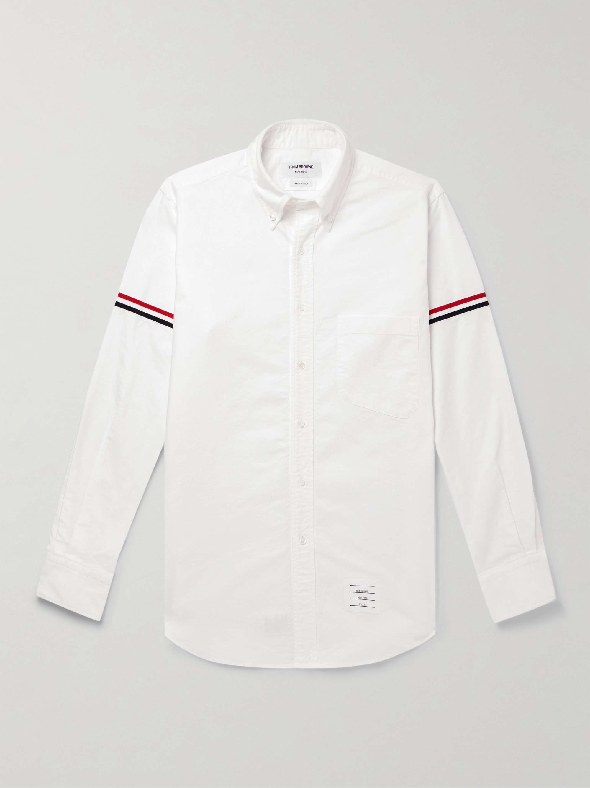 Button-Down Collar Striped Grosgrain-Trimmed Cotton-Poplin Shirt view