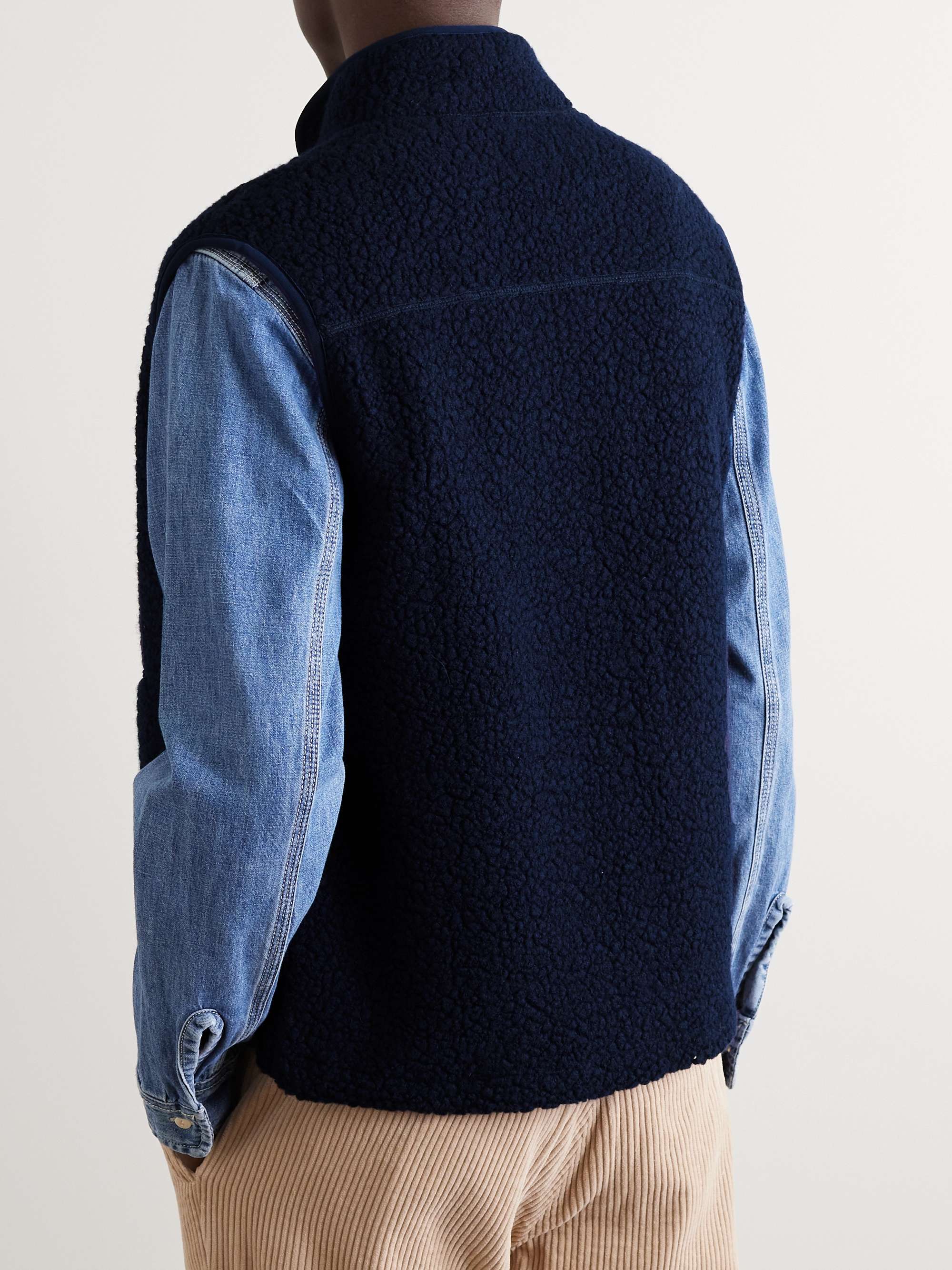 Logo-Embroidered Wool-Blend Fleece Gilet view