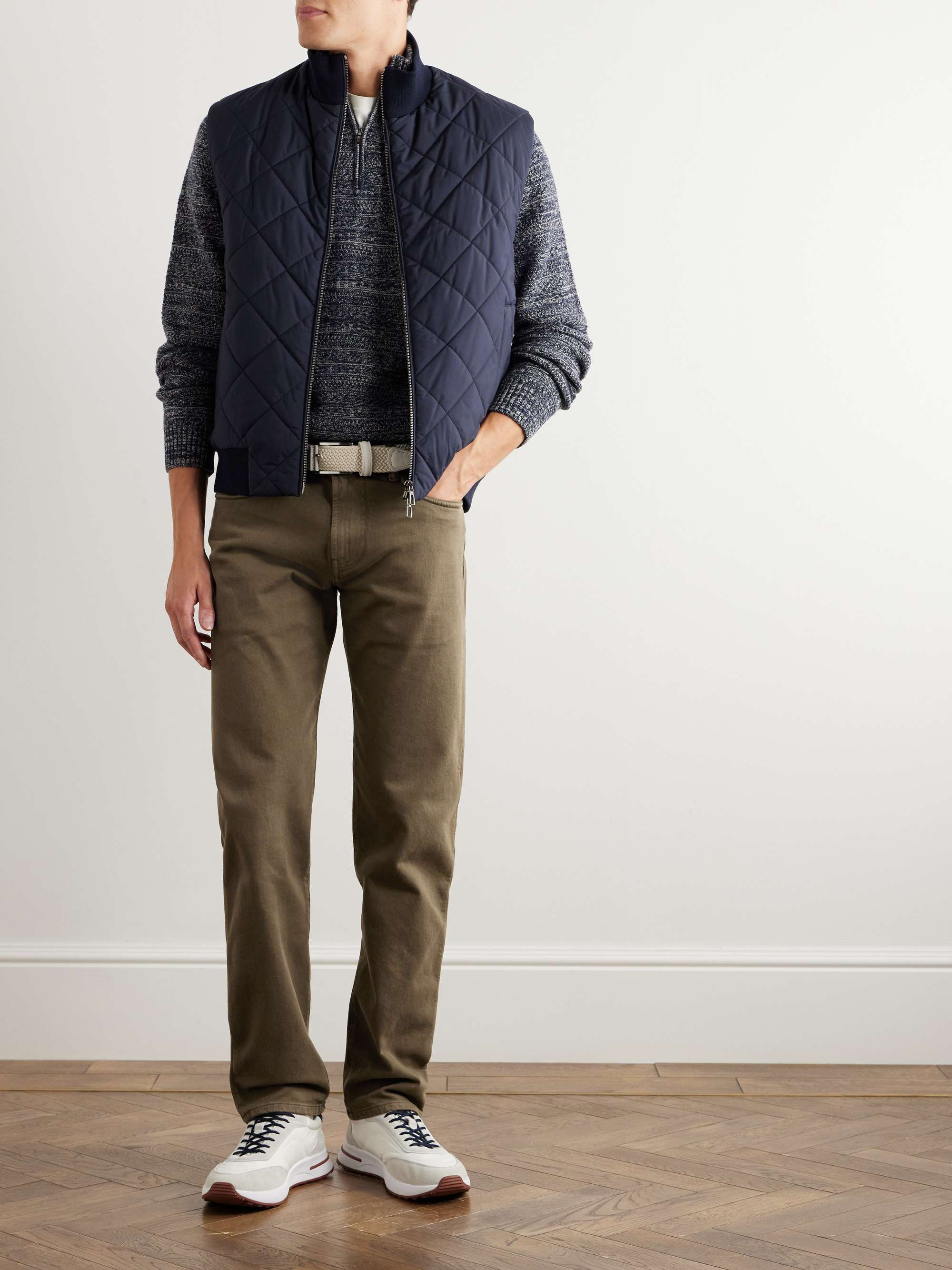Quarona Slim-Fit Stretch-Cotton Twill Trousers view