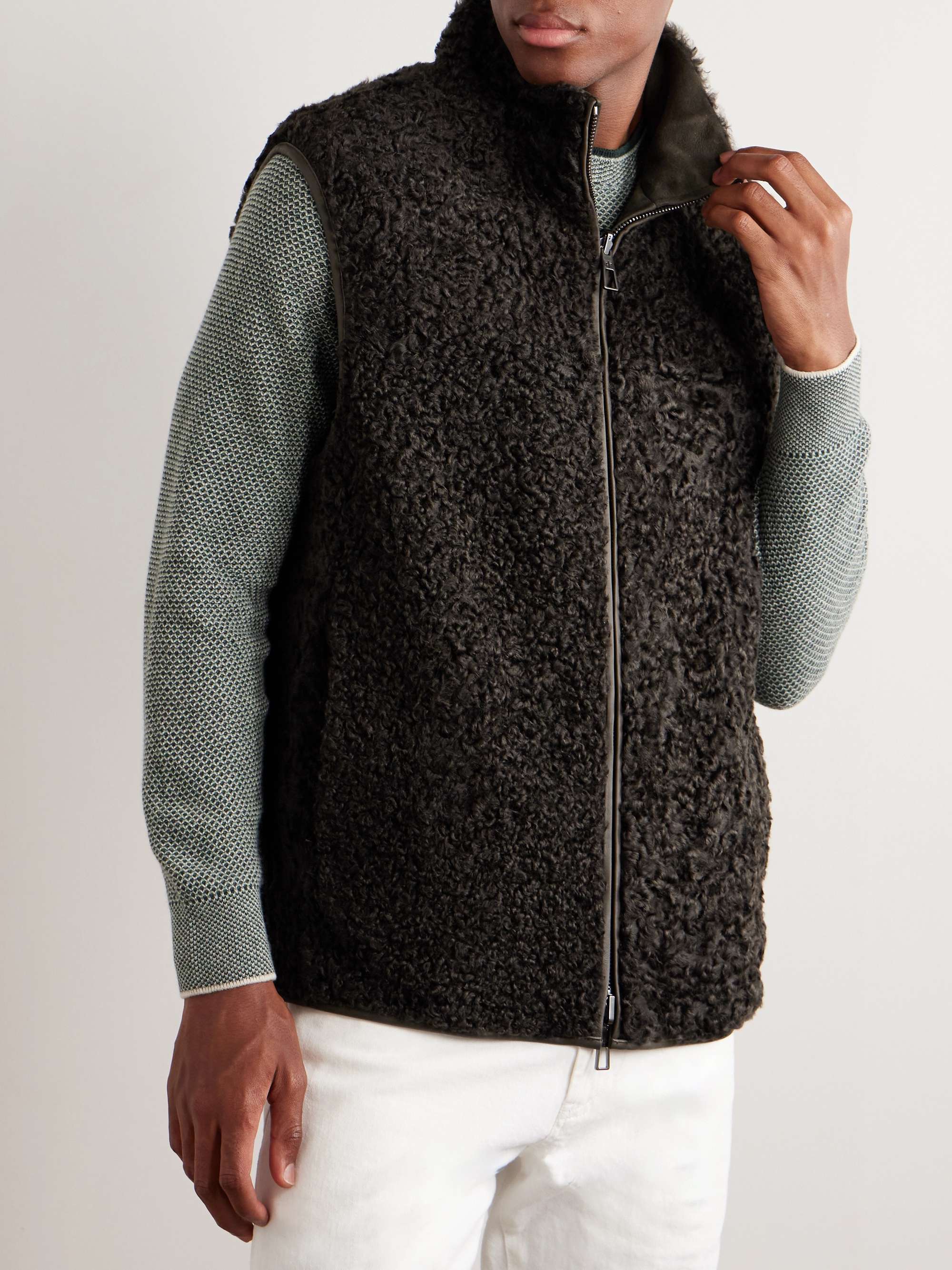 Reversible Suede and Shearling Gilet view